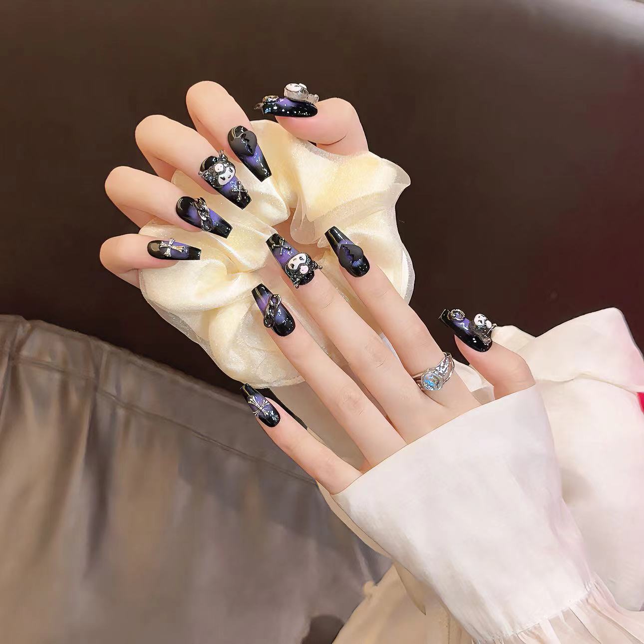 Purple Gothic Halloween Wearable Nail Art
