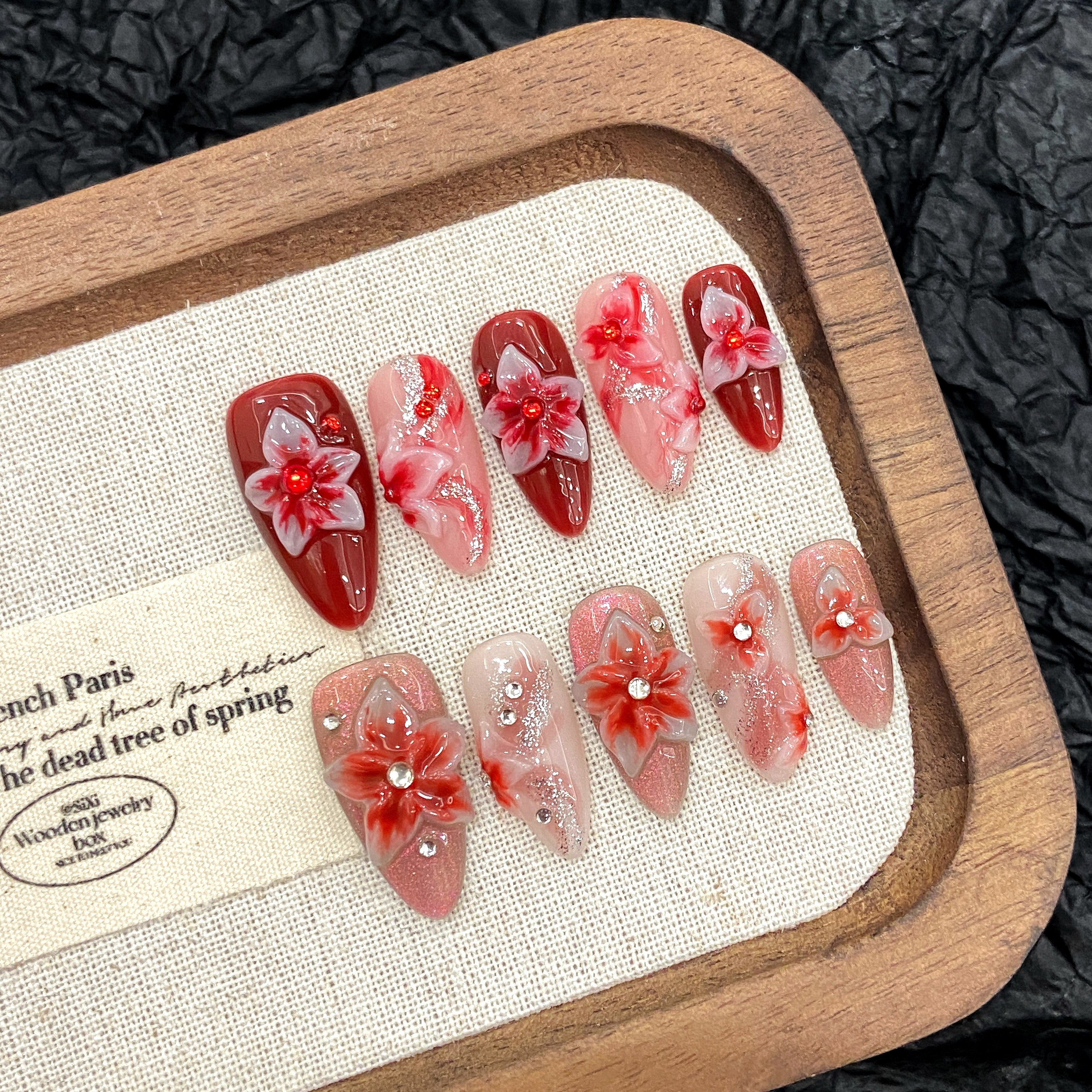 Red and Pink Color Romantic Style Daily Wear Nail