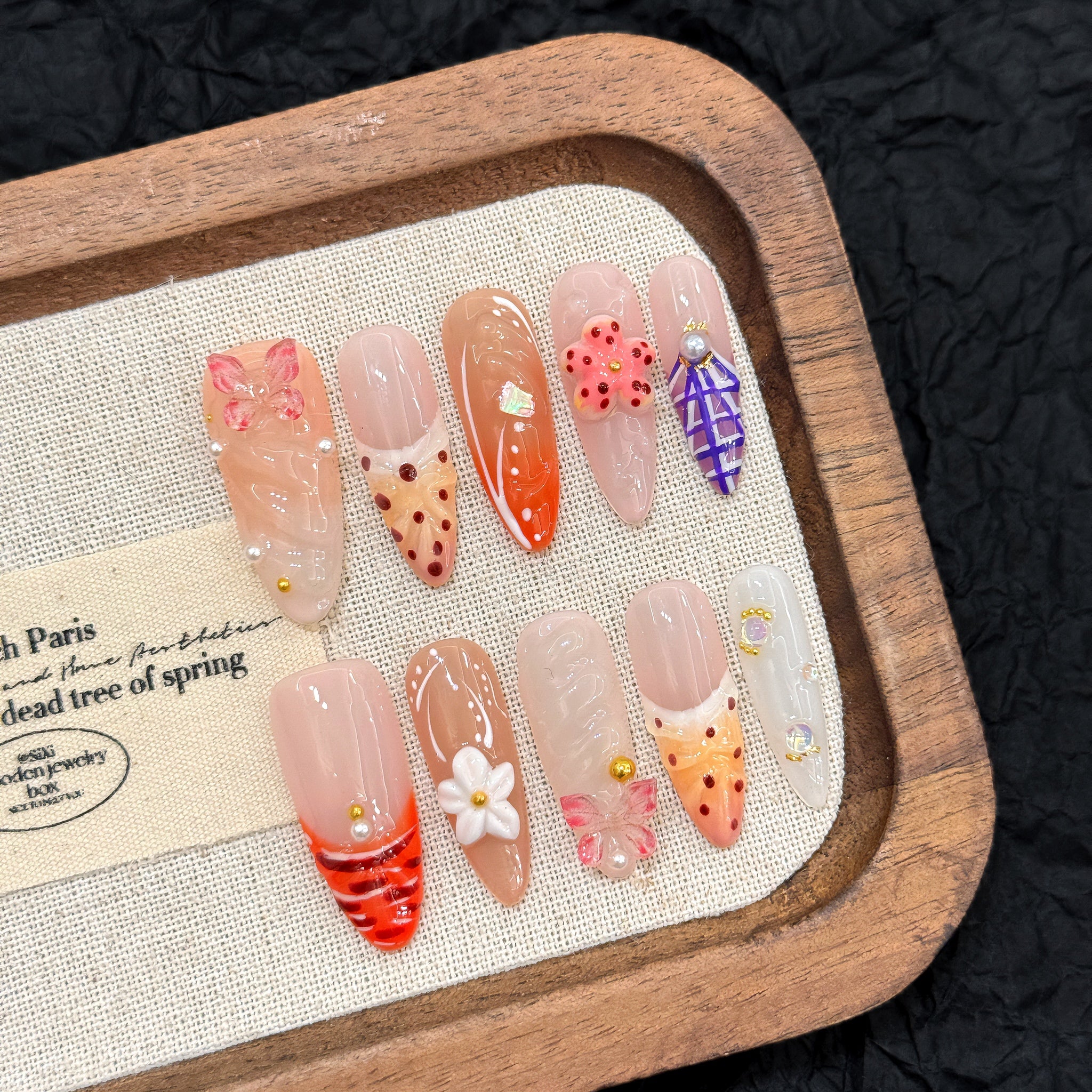 Soft Pink and Orange Sweet and Cute Daily Wear Nail Art