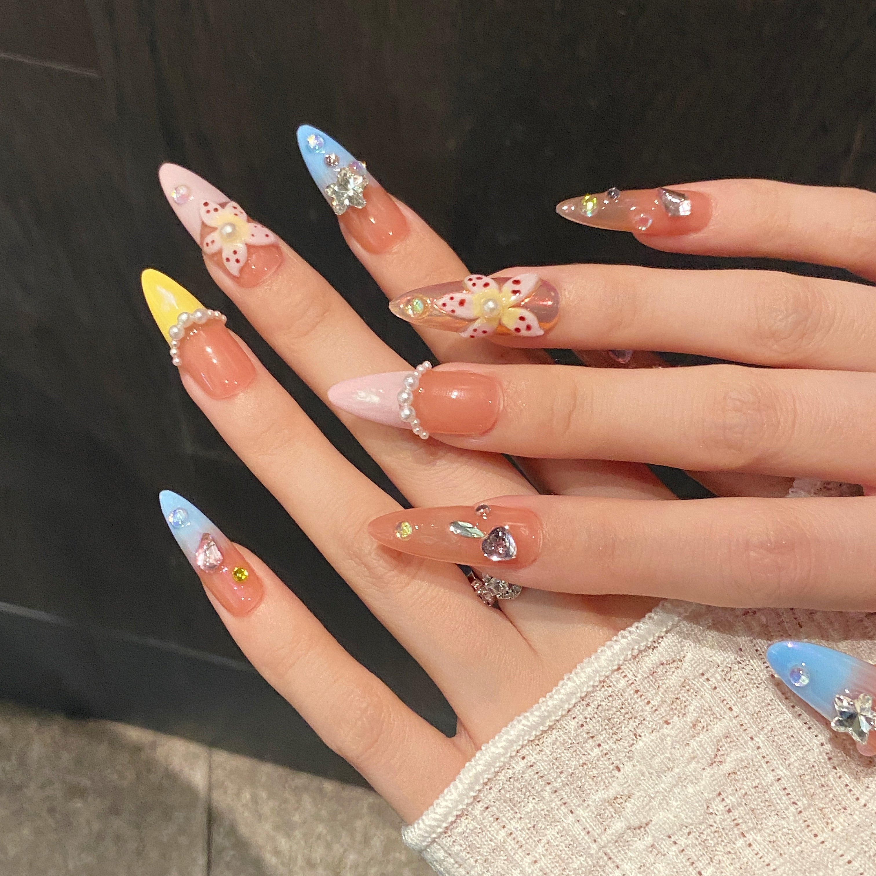 Pastel Color Sweet Style Daily Wear Decorative False Nails
