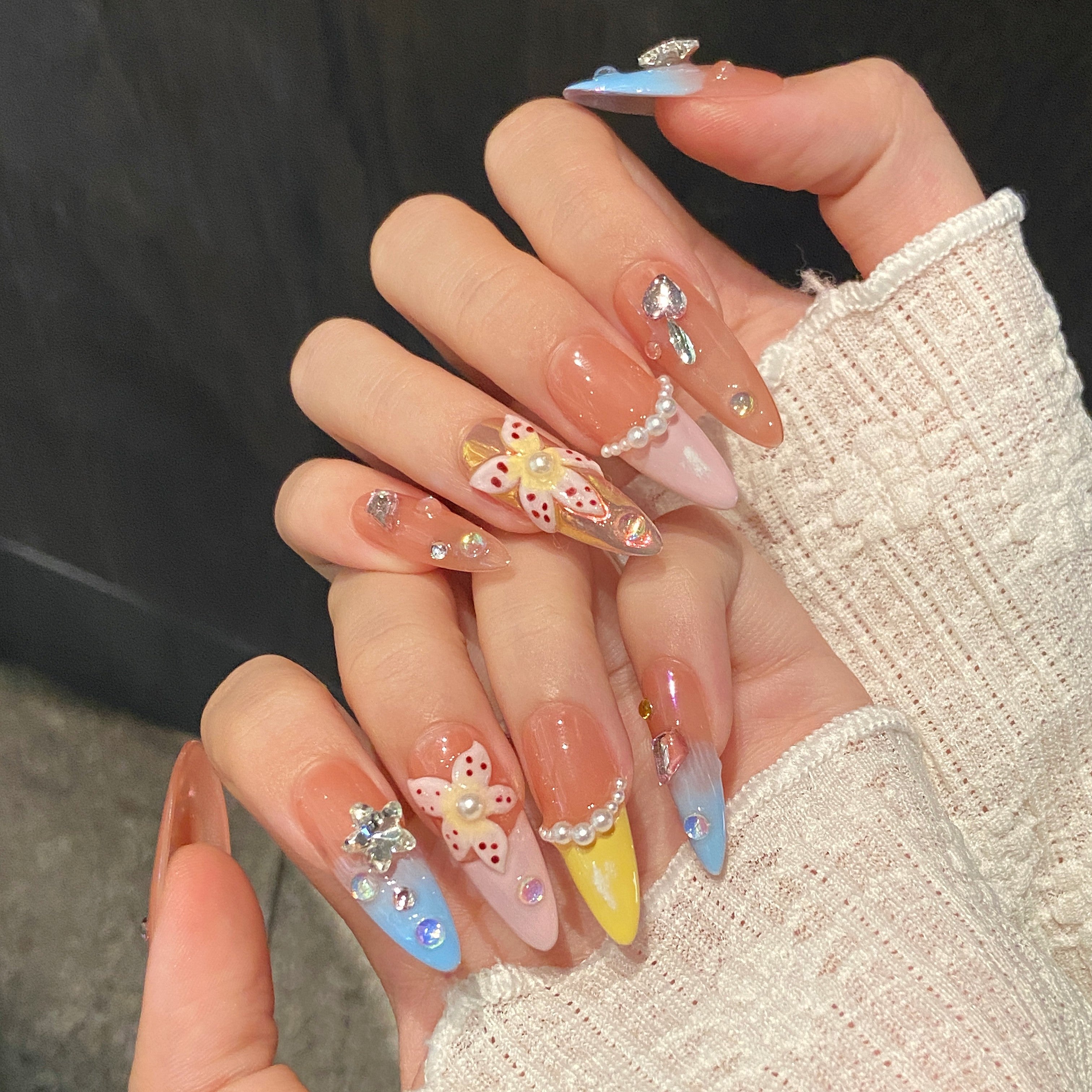 Pastel Color Sweet Style Daily Wear Decorative False Nails