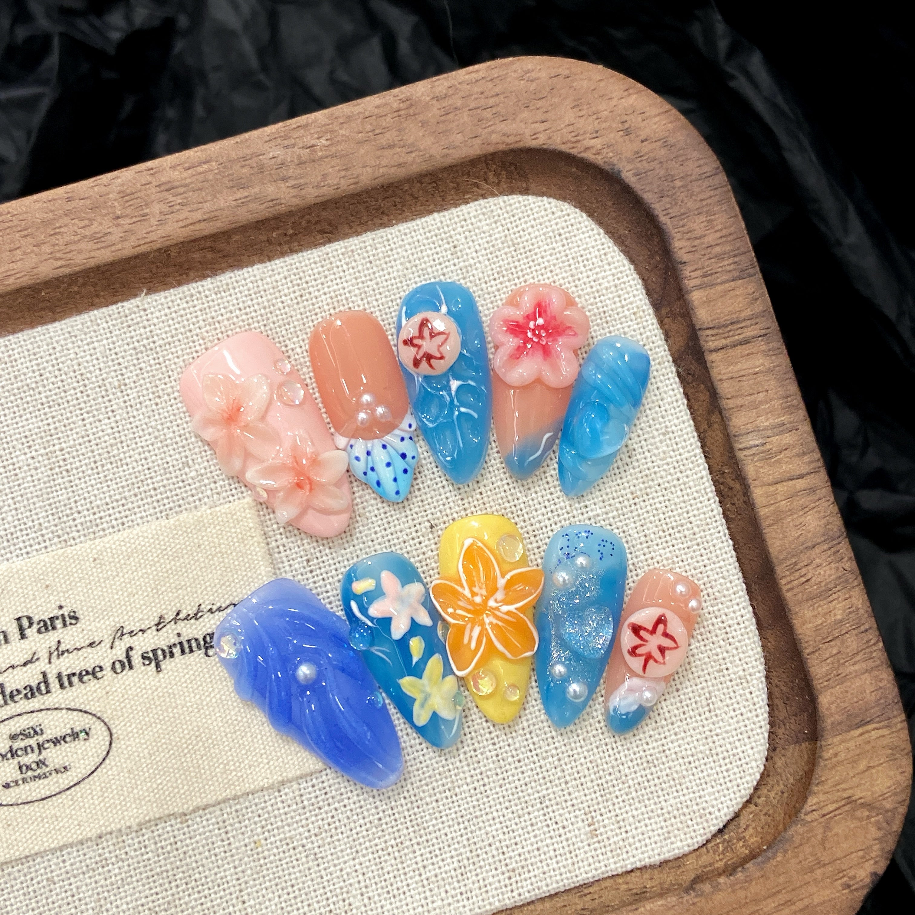 Pastel - Colored Floral Summer Beach Wearable Nail Art