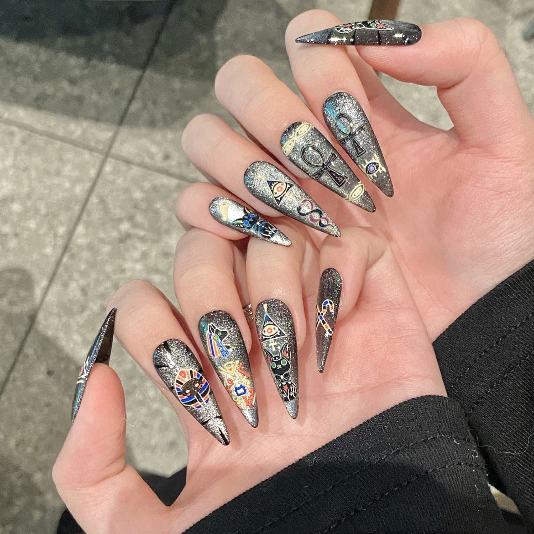 Silver - Gray Fantasy Style Party Wearable Nail Art