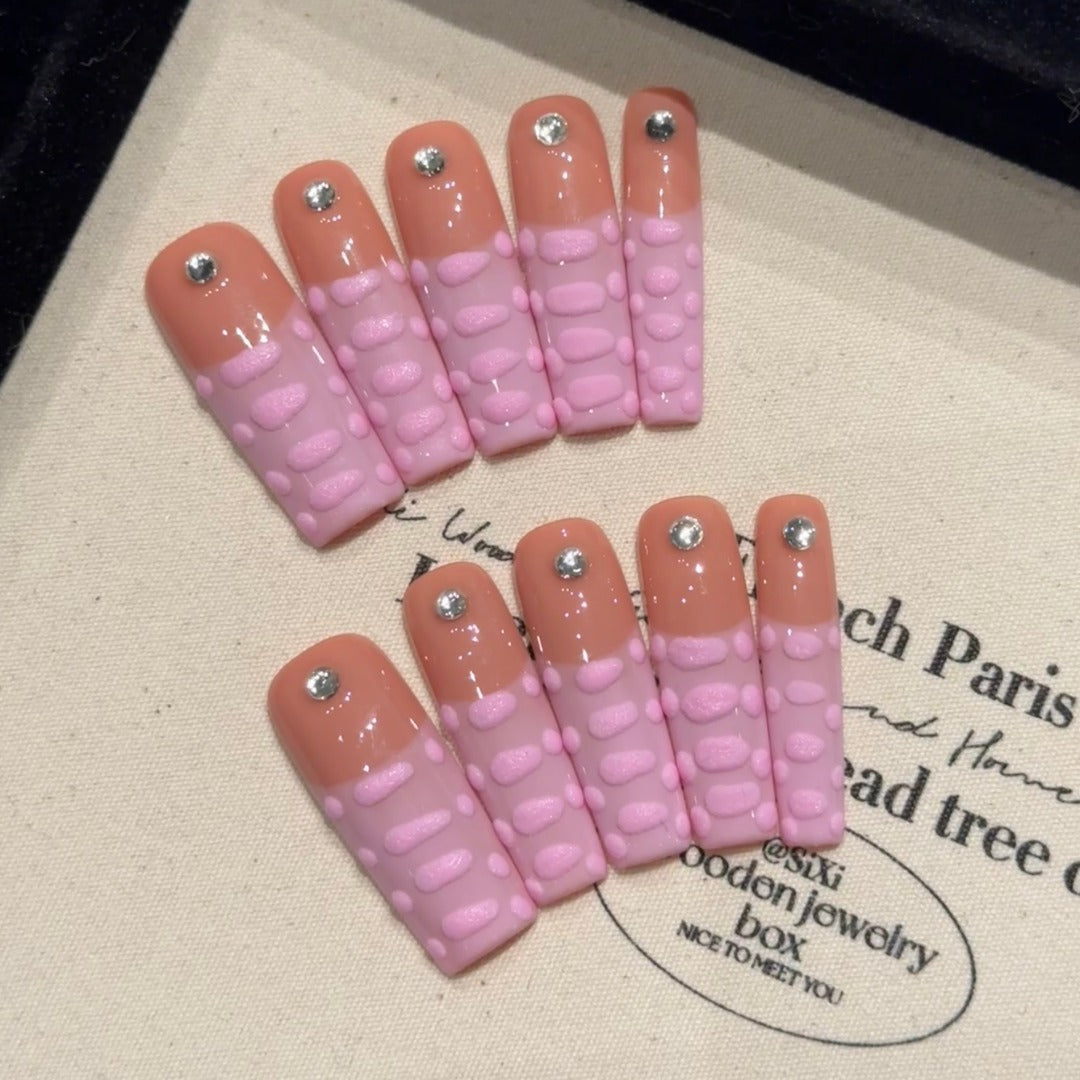 Peach-pink Sweet Style Party Wearable Nail Art