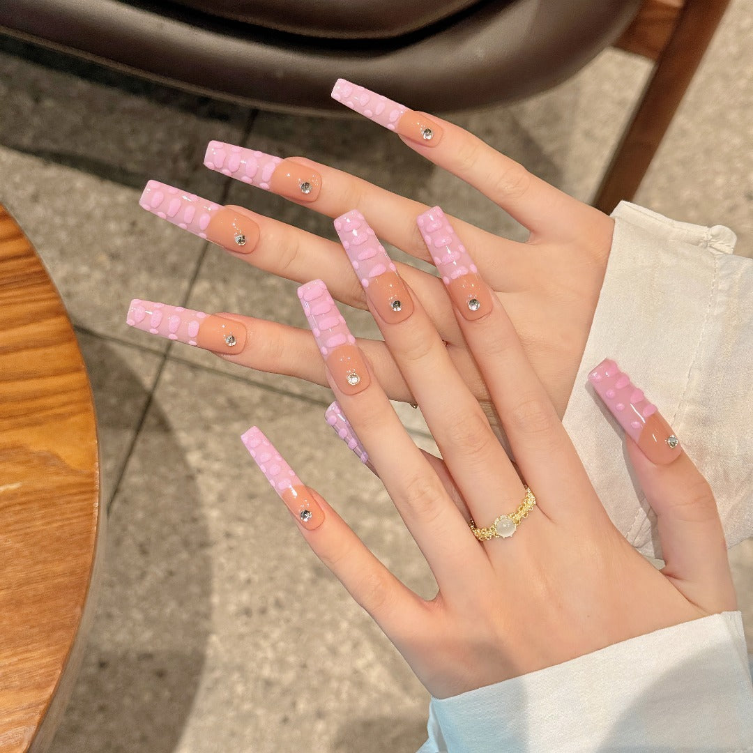 Peach-pink Sweet Style Party Wearable Nail Art