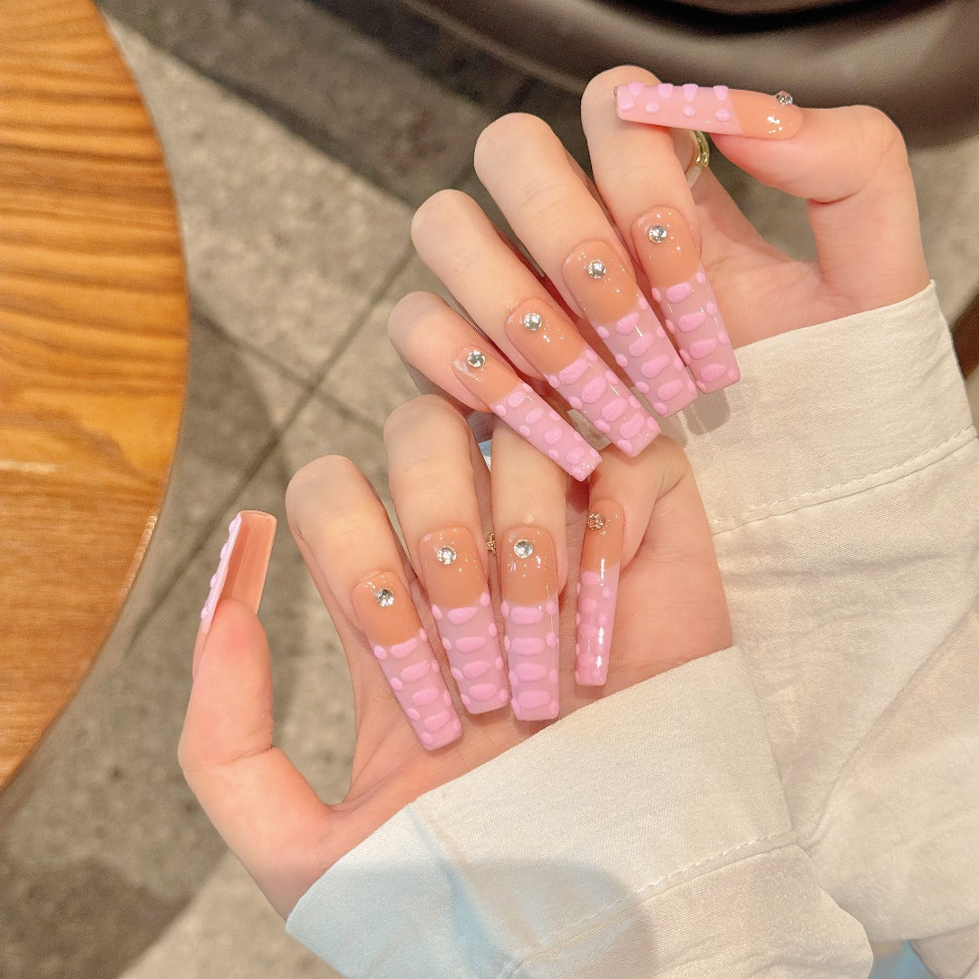 Peach-pink Sweet Style Party Wearable Nail Art