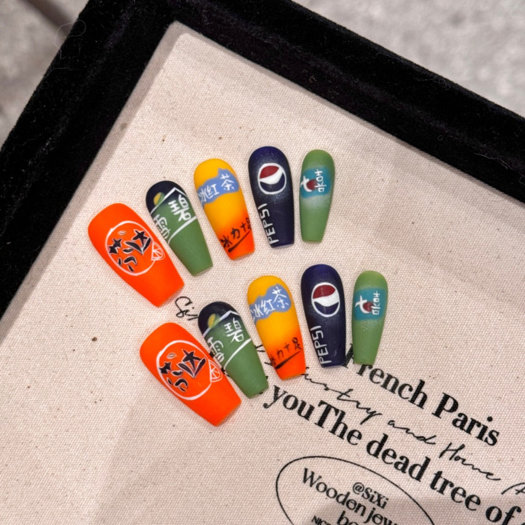 Colorful Retro Pop Culture Party Wearable Nail Art