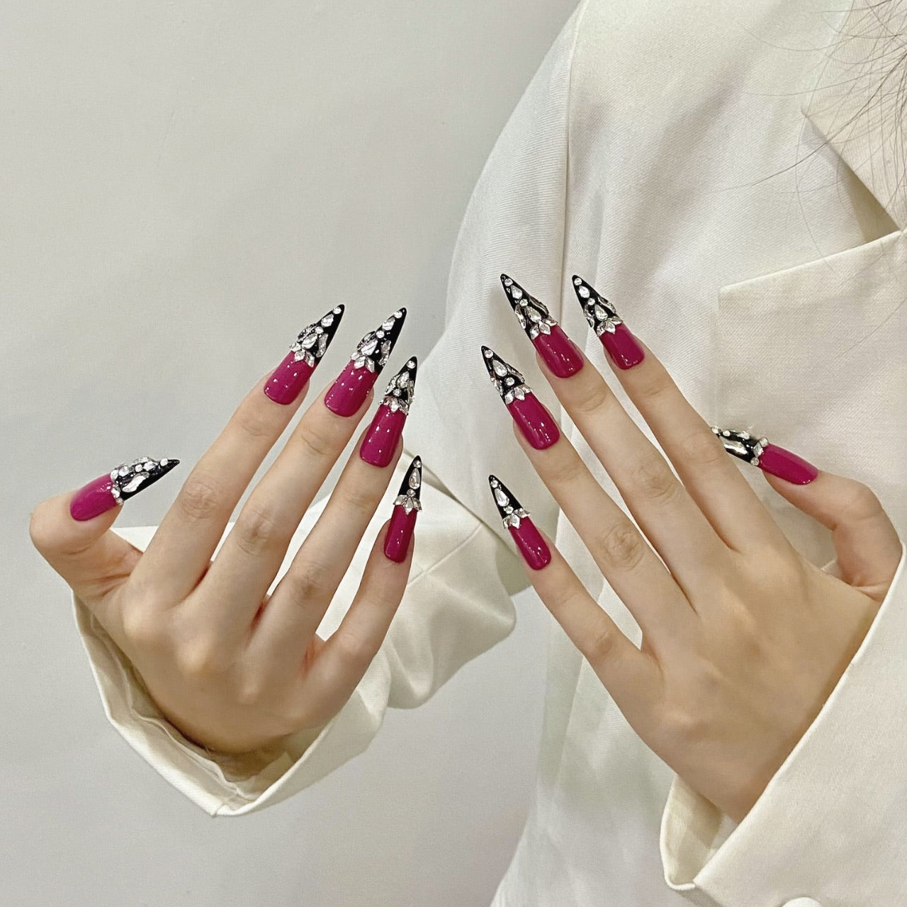 Pink and Black Glamorous Party Wearable Nail Art