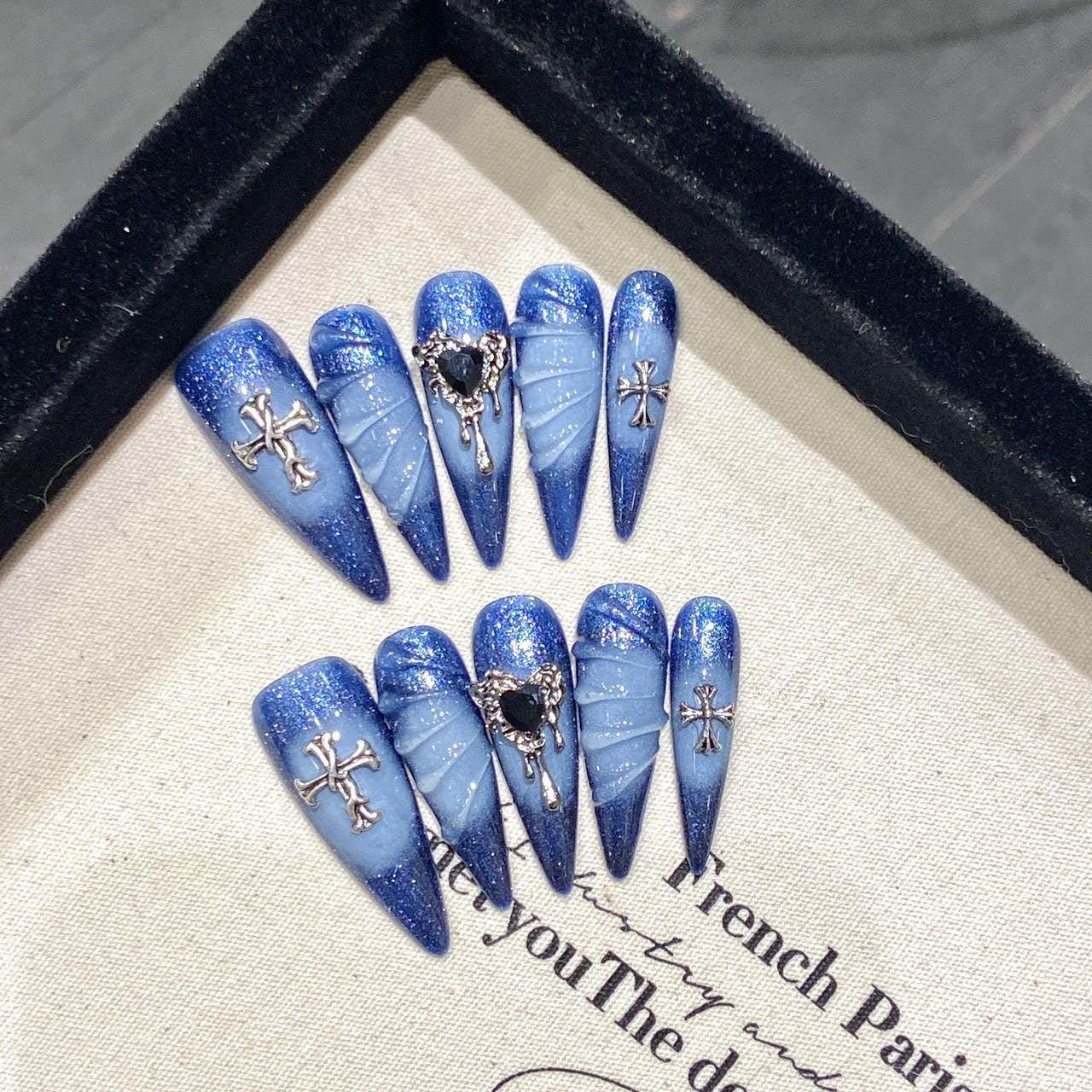 Blue Gothic Party Wearable Nail Art