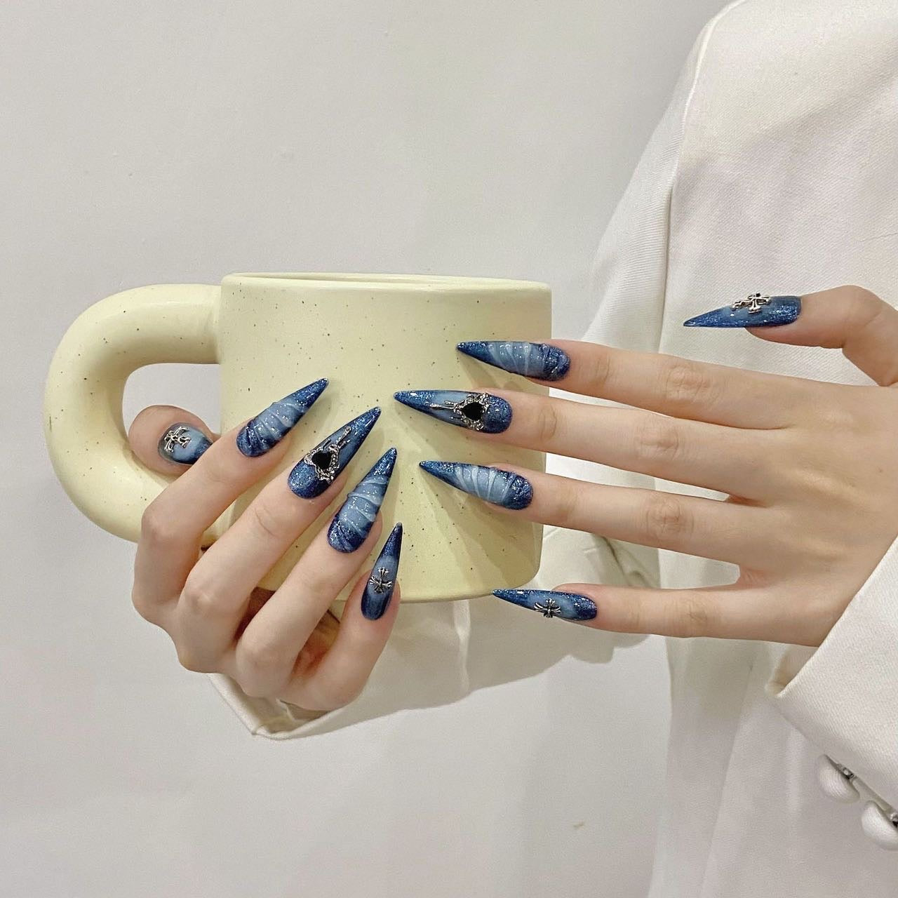 Blue Gothic Party Wearable Nail Art