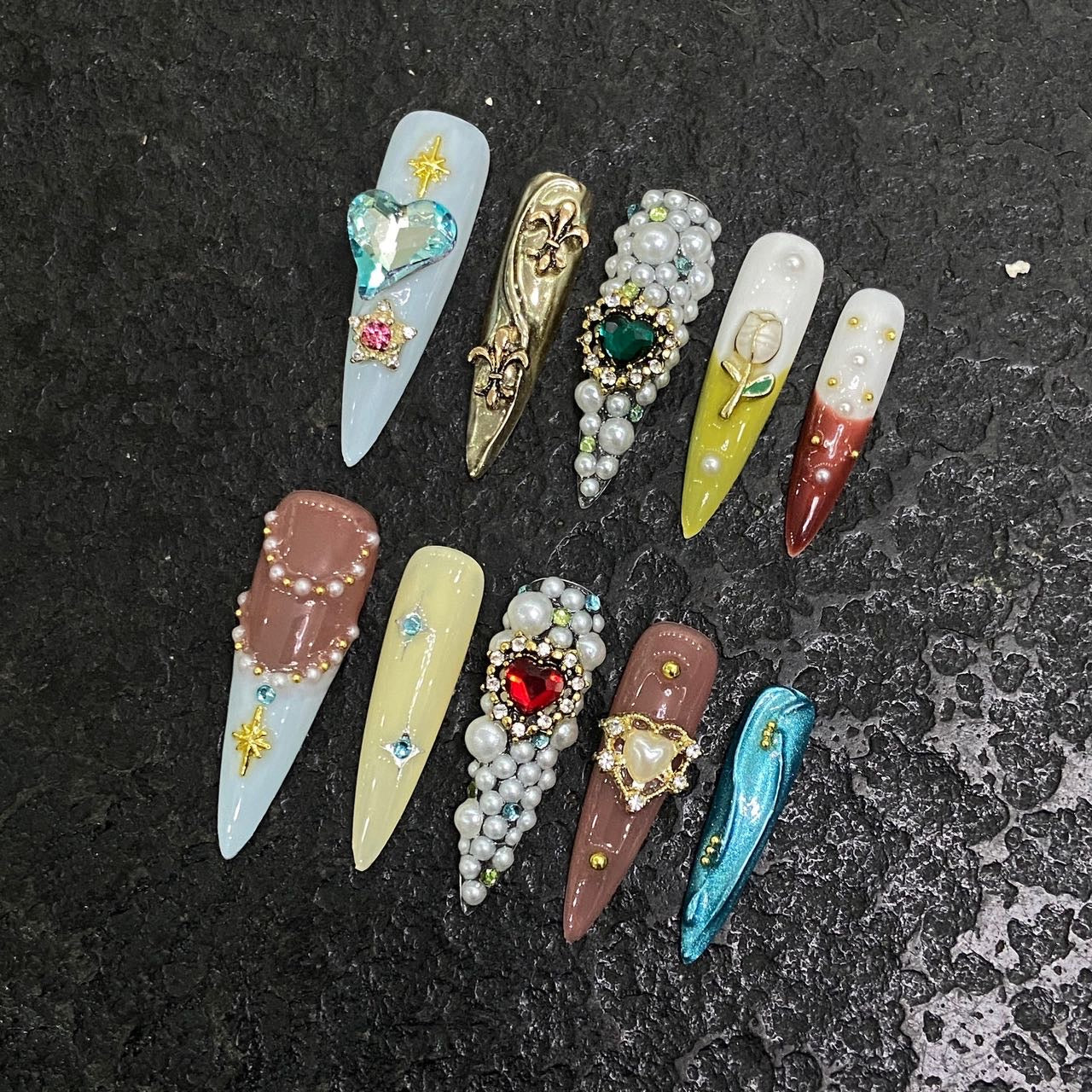 Multicolor Retro Party Wearable Nail Art