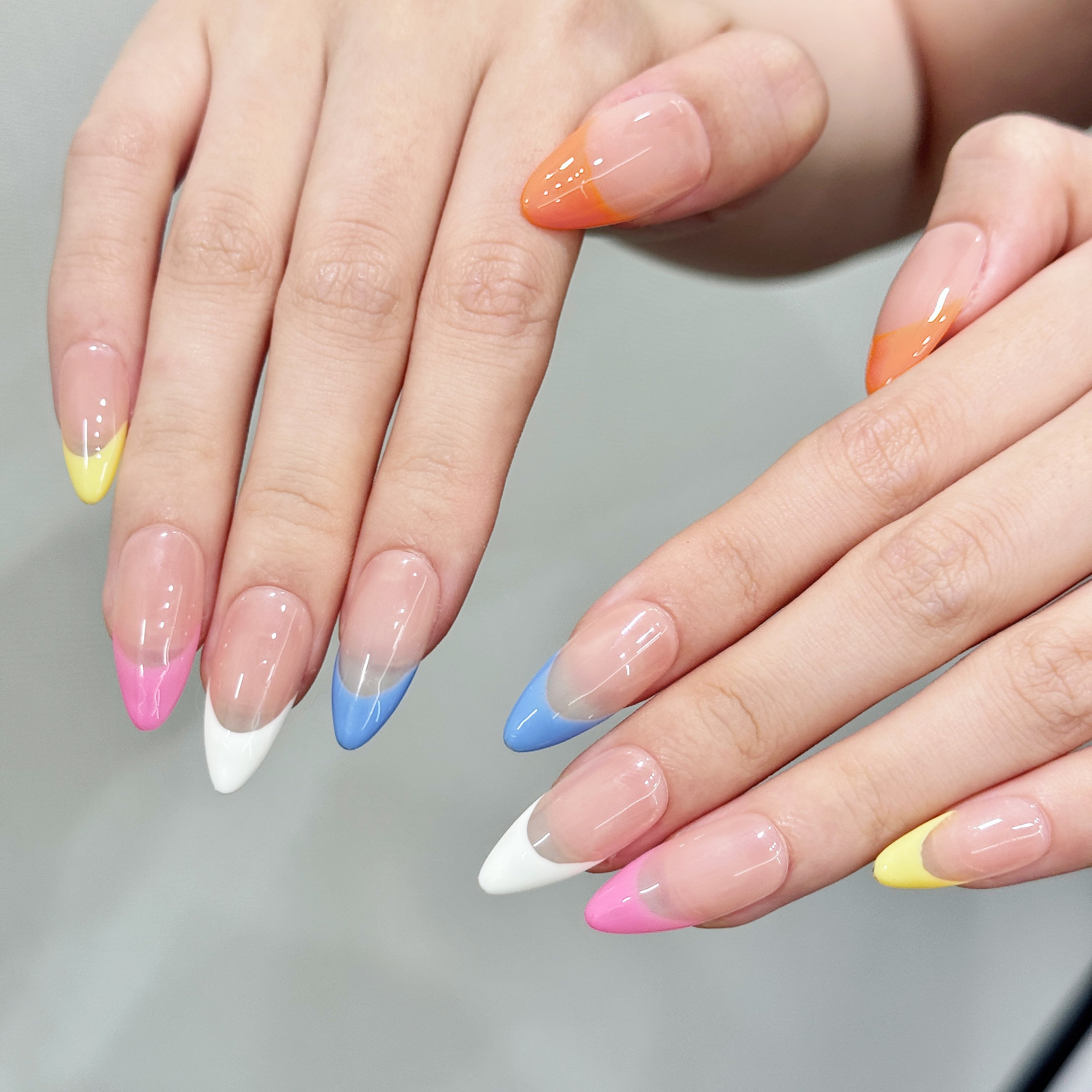 Neon gradient style party wear nail art press on nails.
