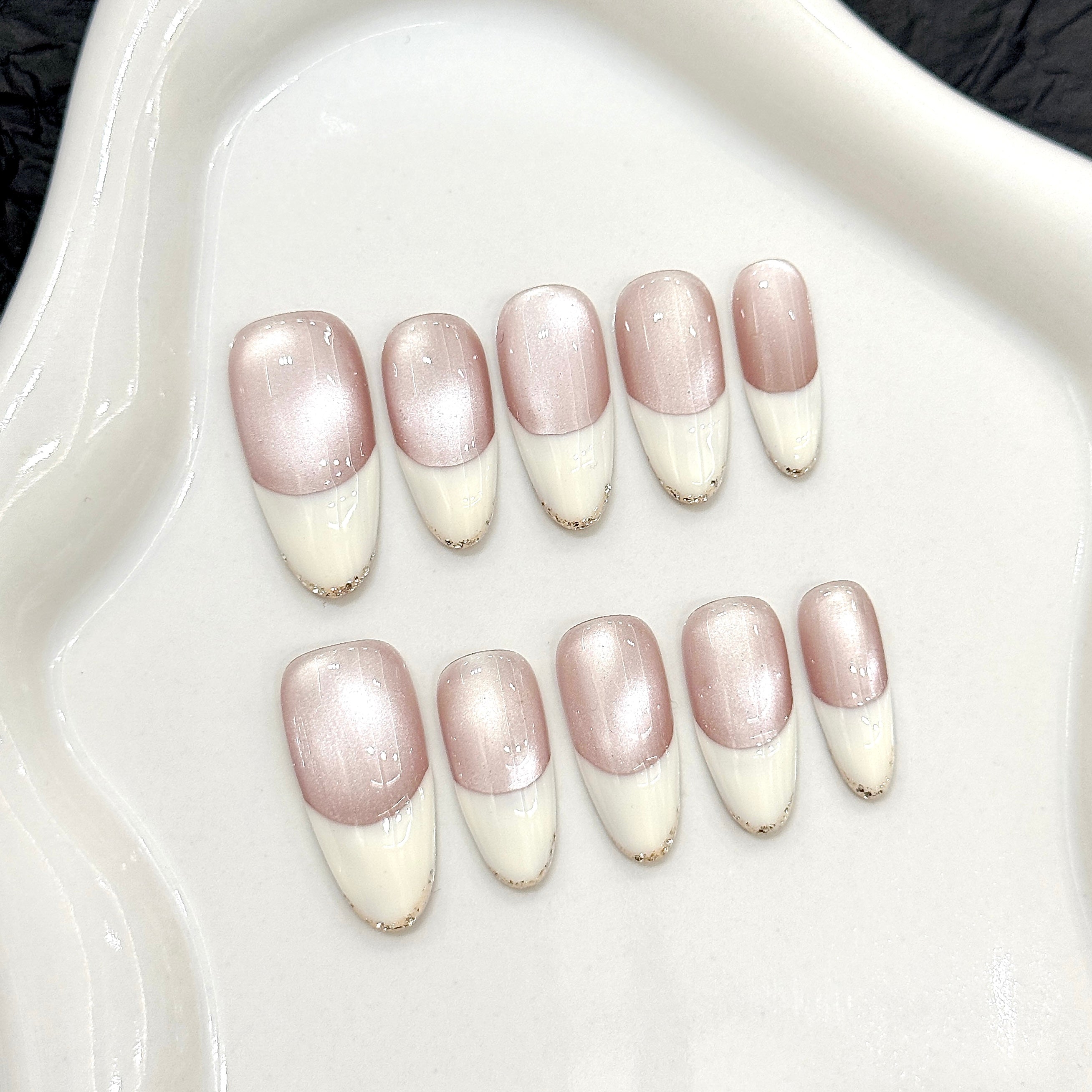 Pink and White Elegant French Style Daily Wearable Press-On Nails
