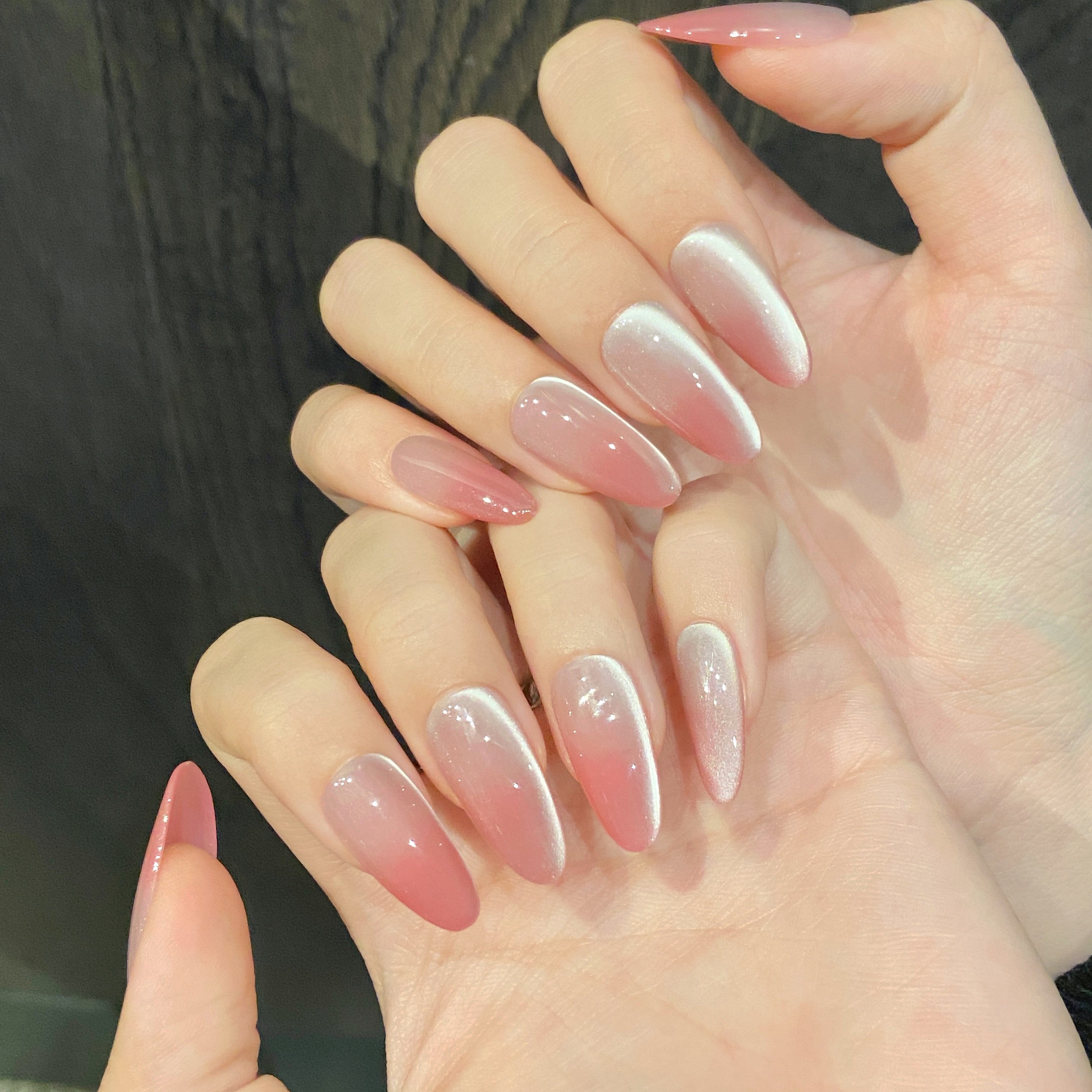 Pink Gradient Sweet Style Daily Wear Press - On Nails