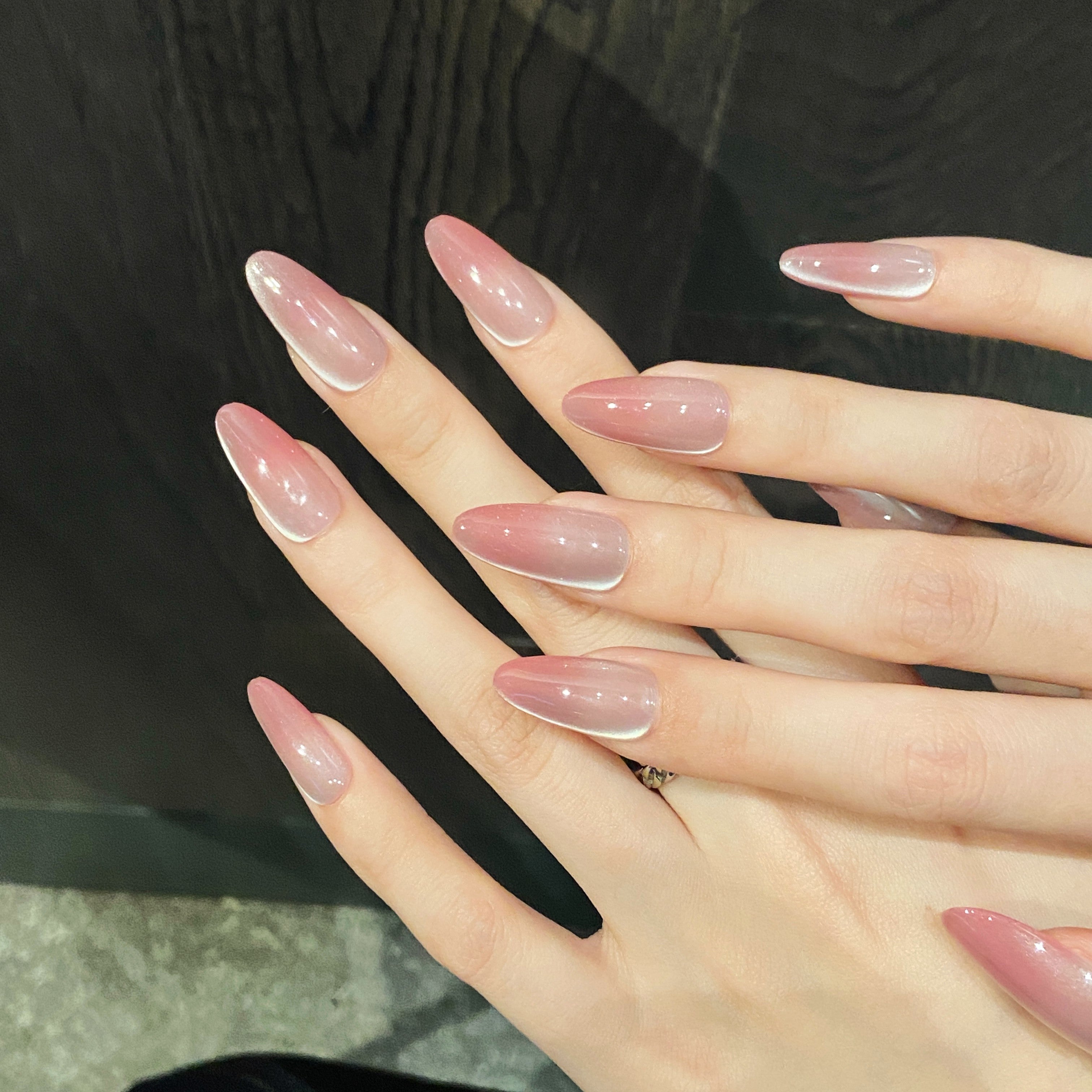 Pink Gradient Sweet Style Daily Wear Press - On Nails