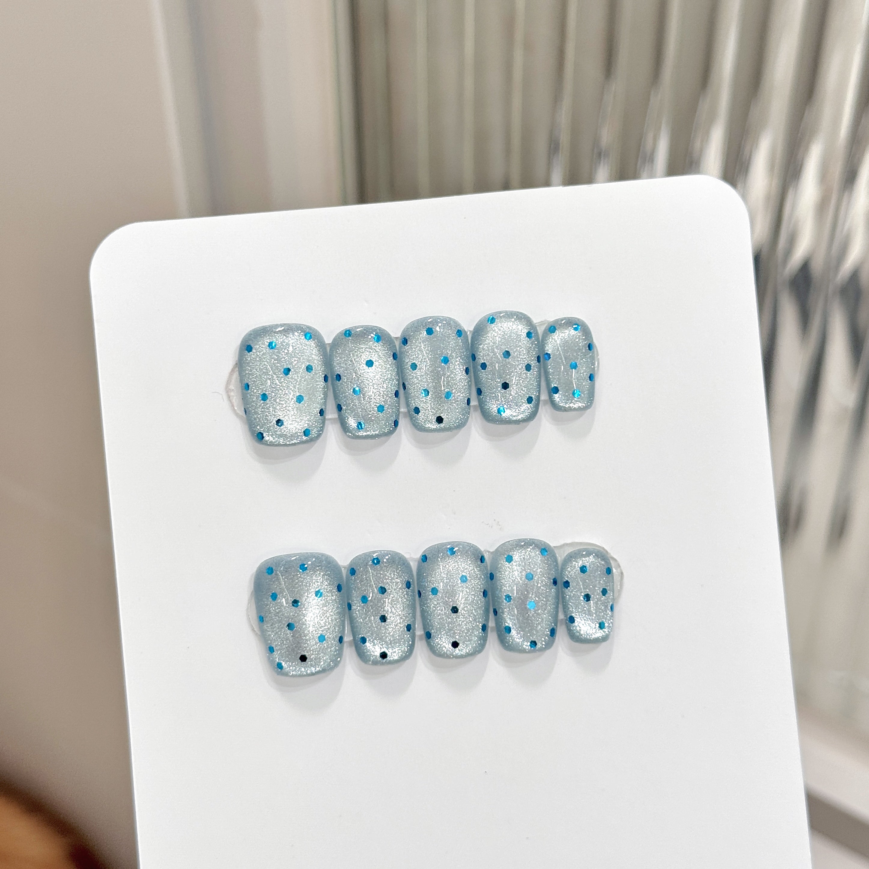 Silver and blue playful daily wear nail stickers