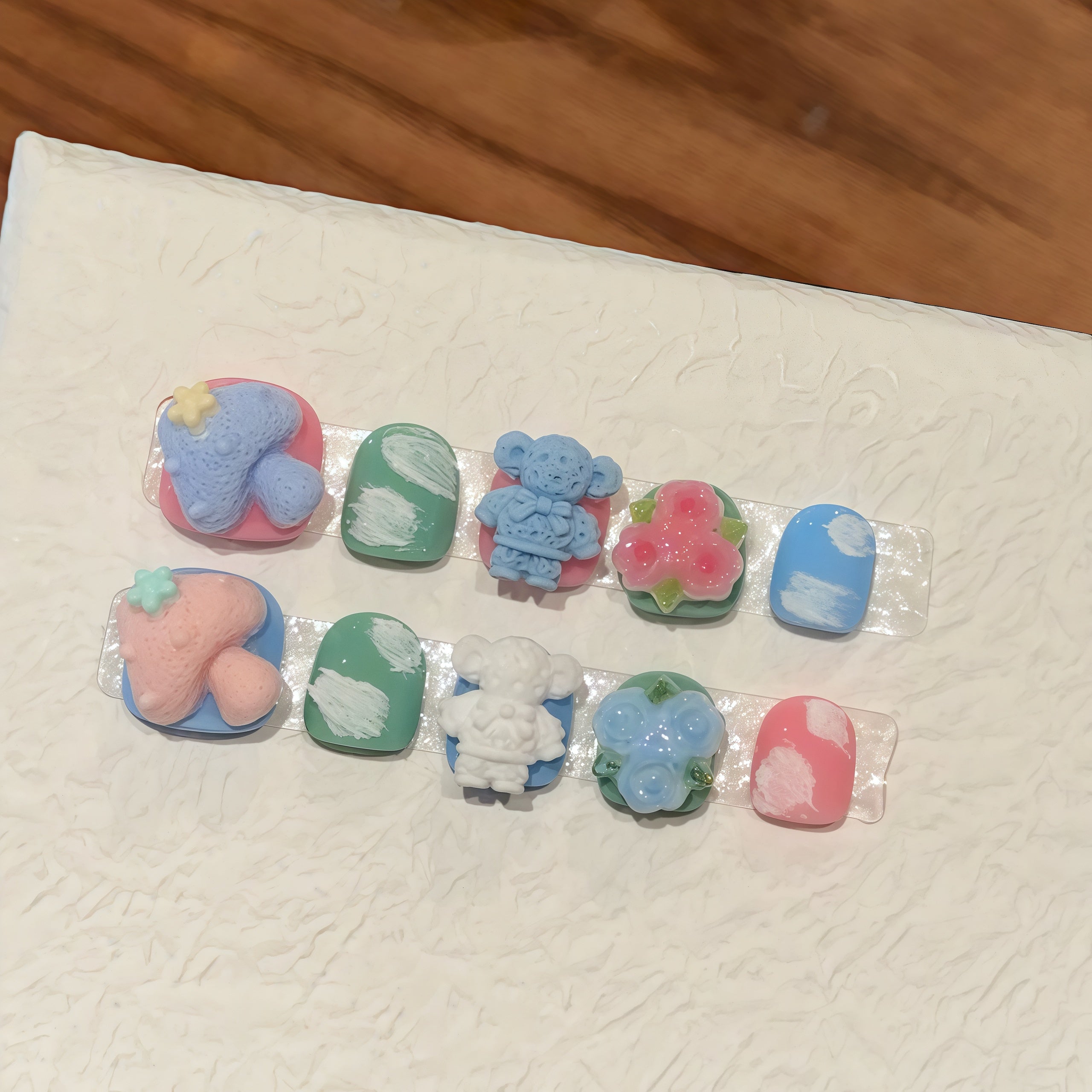 Pastel - Colored Cute Cartoon Wearable Nail Art for Casual and Party Scenes Children's nails