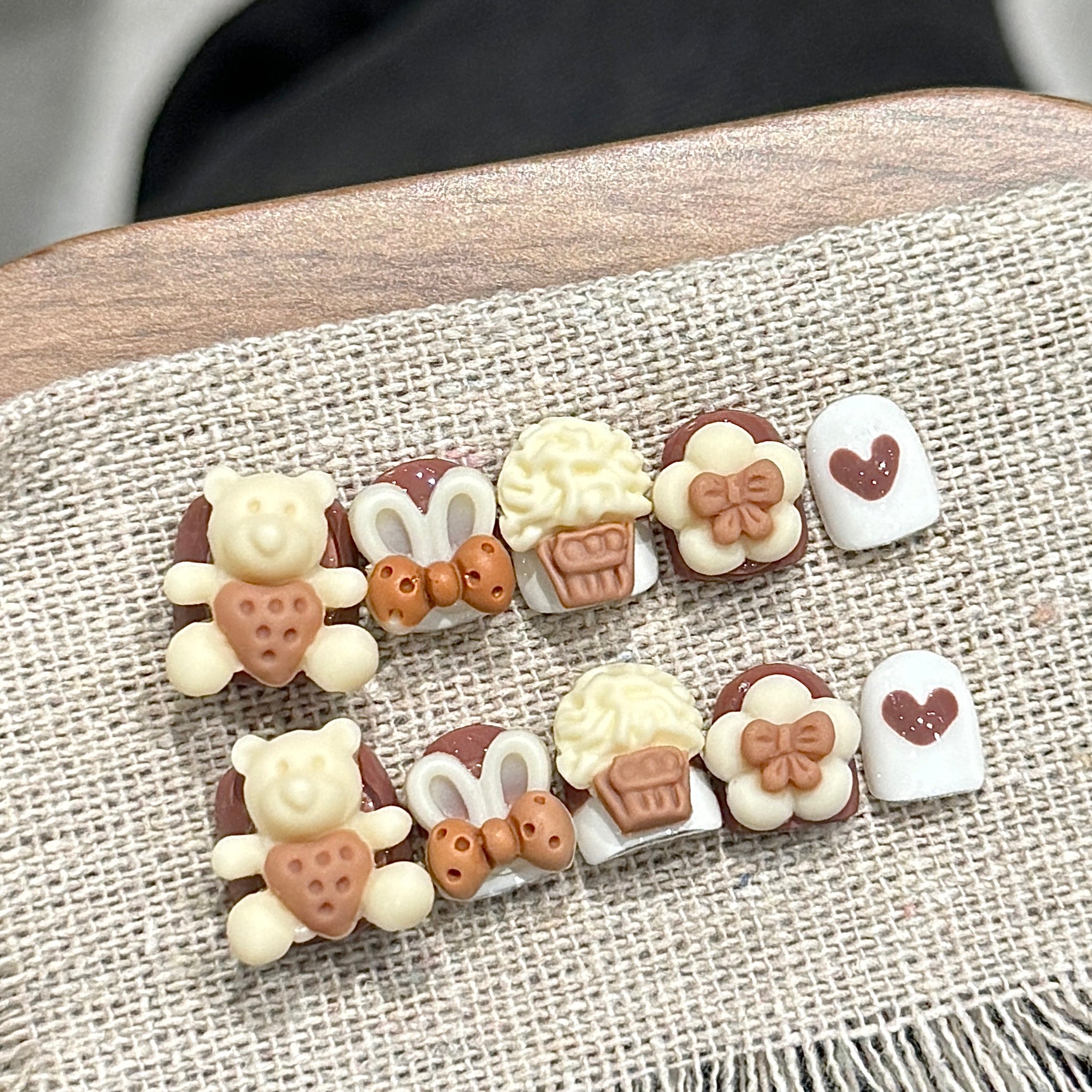 Beige and Brown Sweet Style Daily Wearable Nail Art Stickers Children's nails