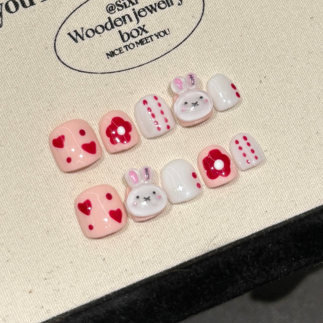 Pink and White Sweet Style Daily Wear Nail Stickers Children's nails
