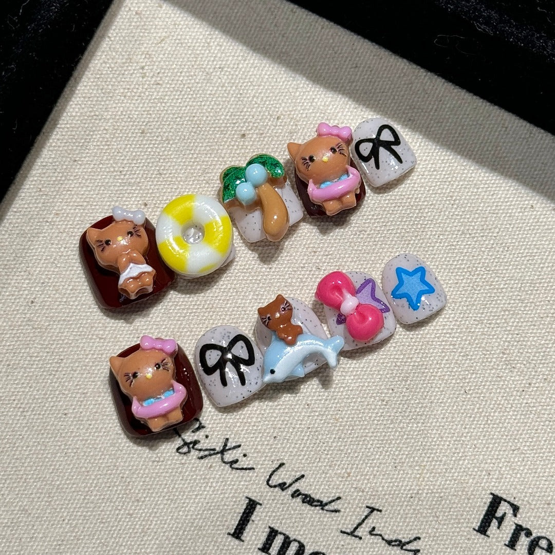 Pastel Cute Summer Vacation Wearable Nail Art Children's nails