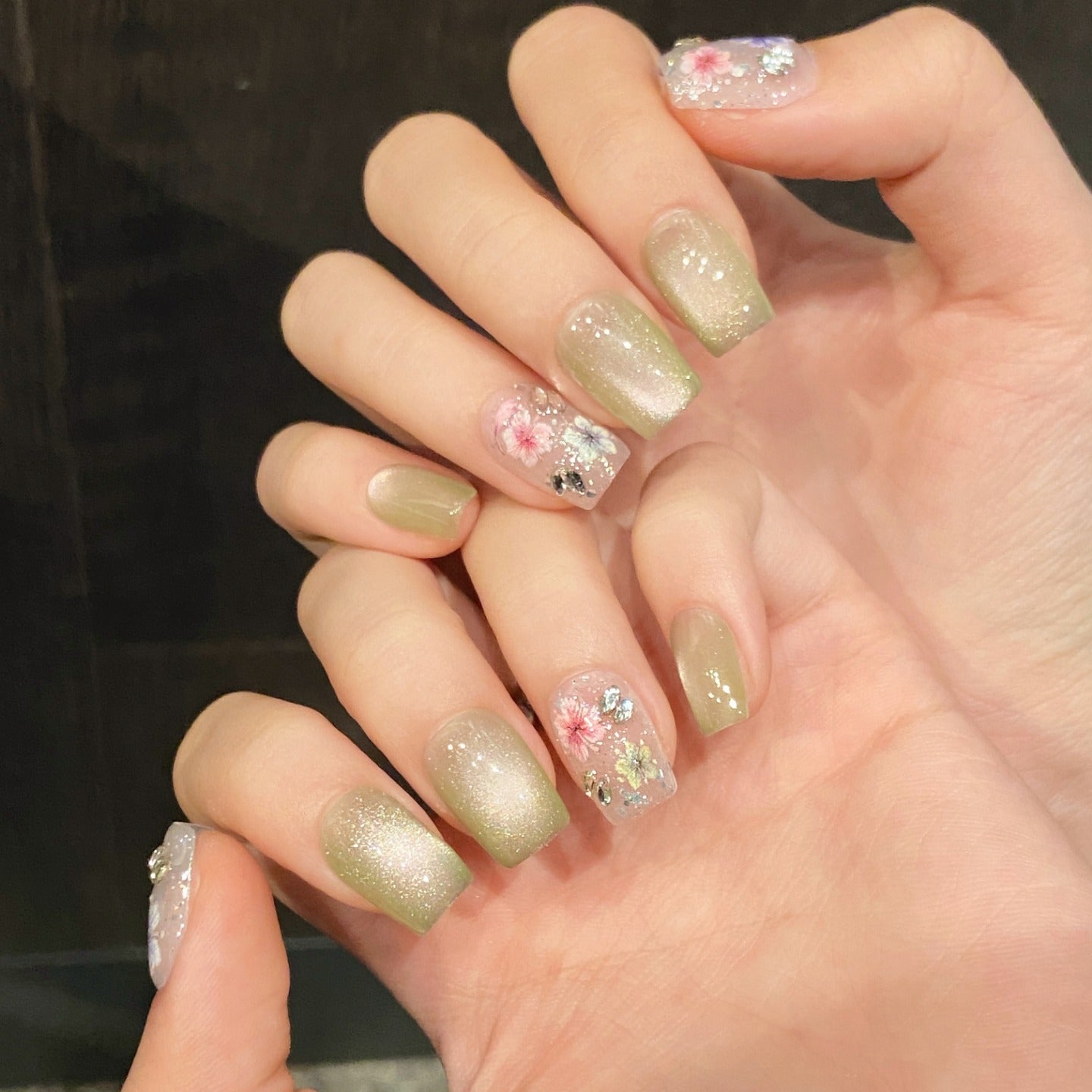 Mint Green Pastel Style Floral Party Wearable Nail Art