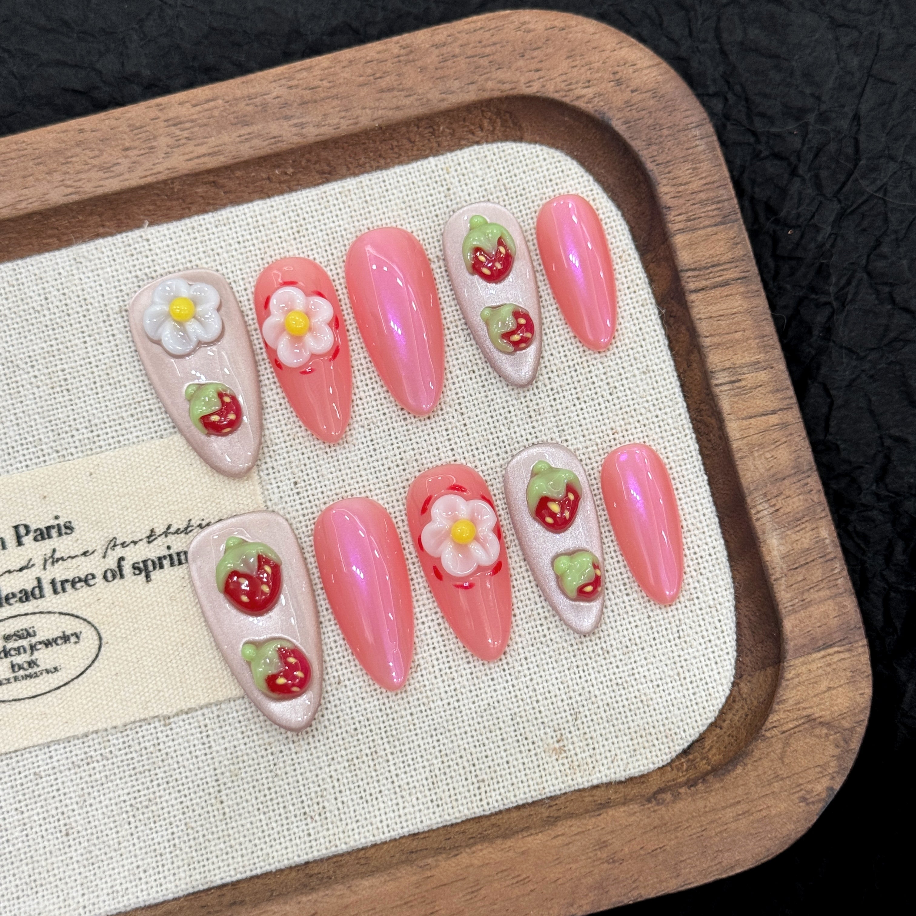 Pink and White Sweet and Cute Daily Wear Nail Stickers