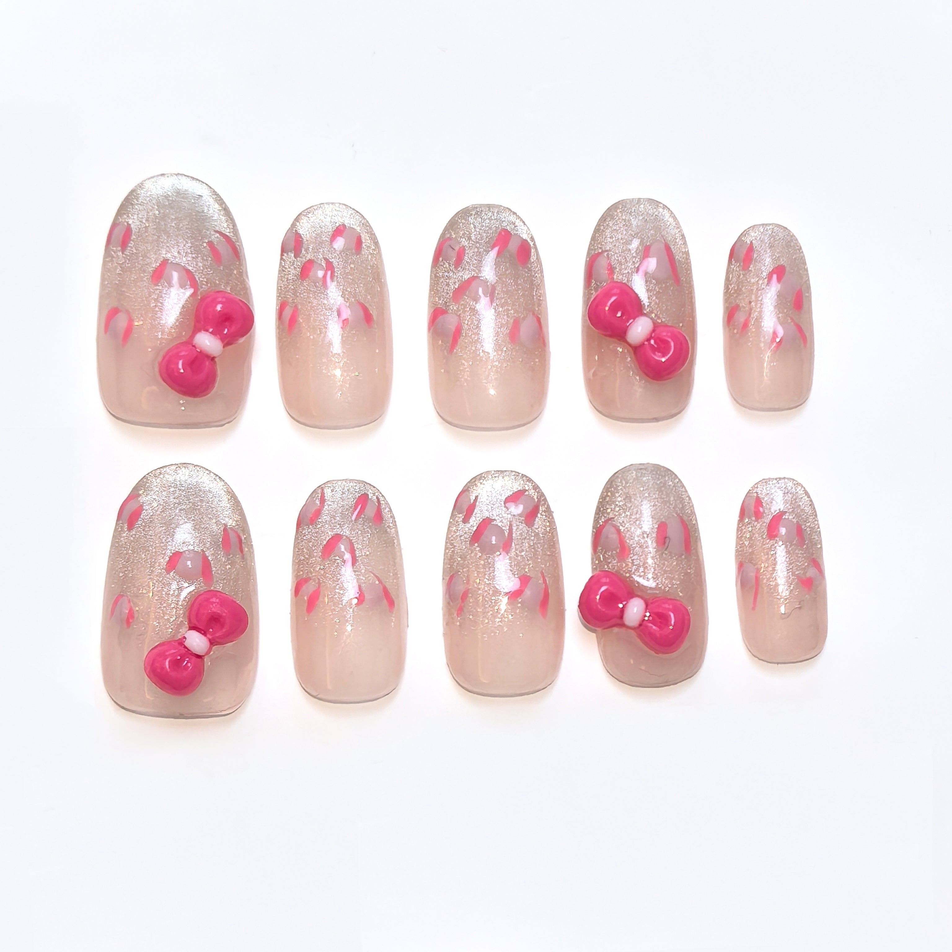 Pink & Nude Color Cute Style Party & Daily Wear Press - On Nails