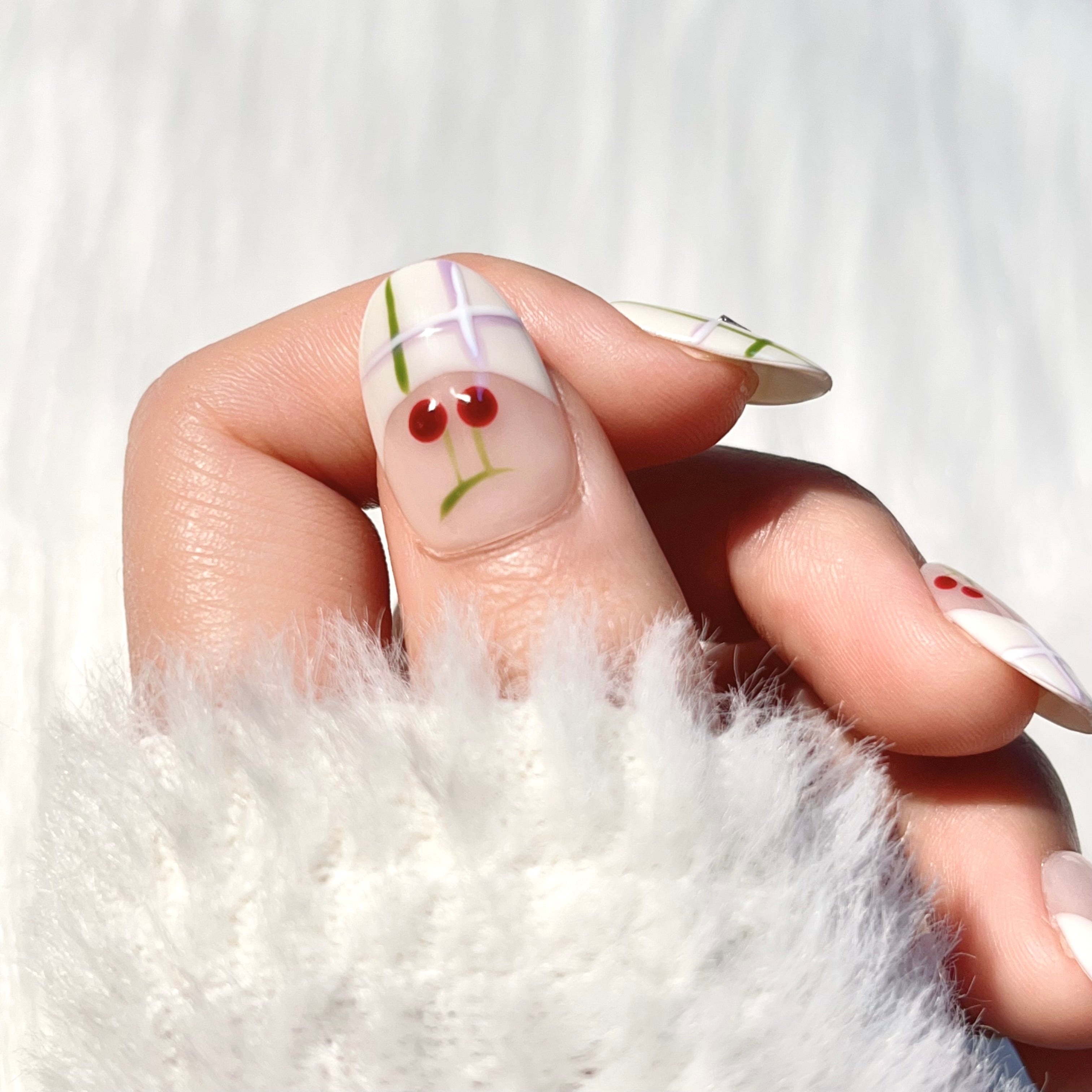 Pastel Color, Cute Style, Daily Use, Adorable Cherry Design Nail Wraps