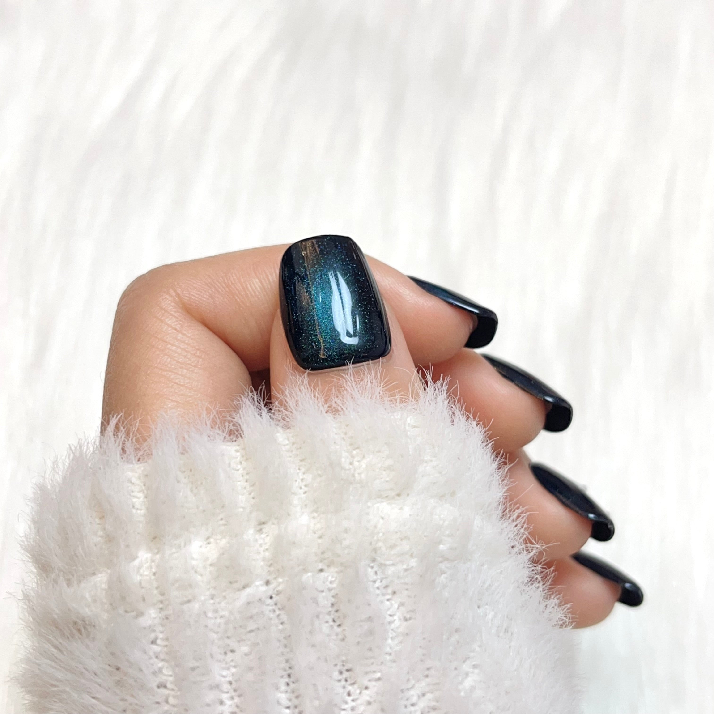 Dark Green with White Floral Elegant Party Wearable Nail Art