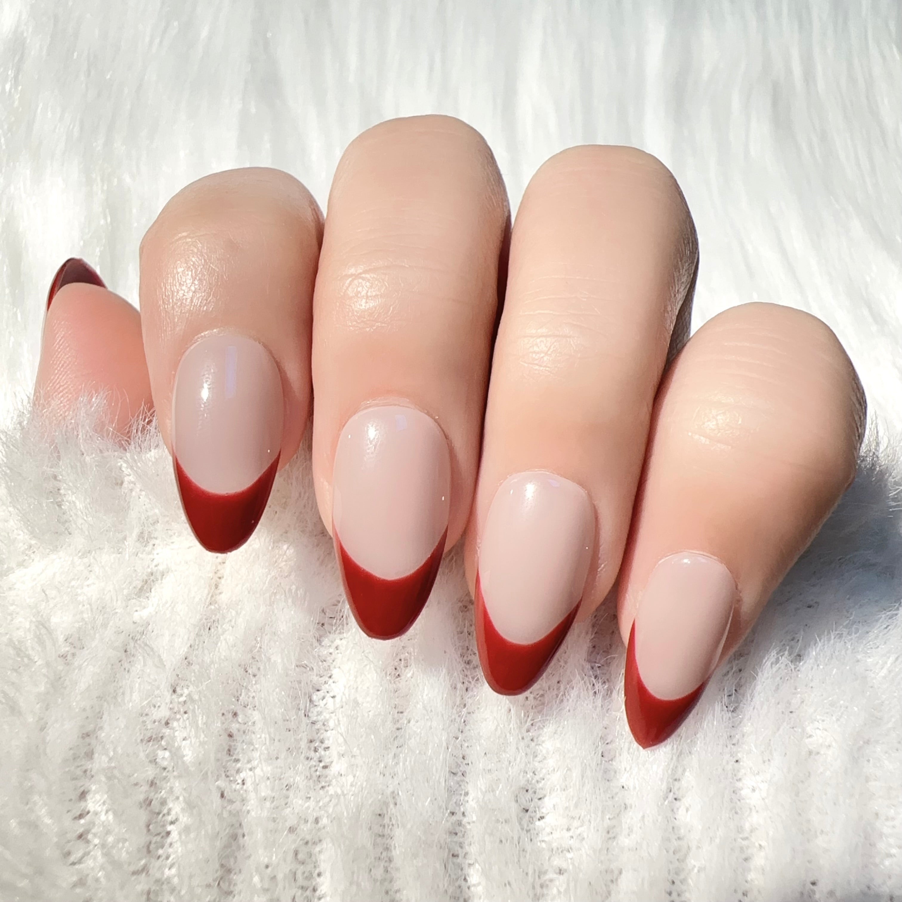 Red and Nude Elegant Style Daily Wear Press-on Nails
