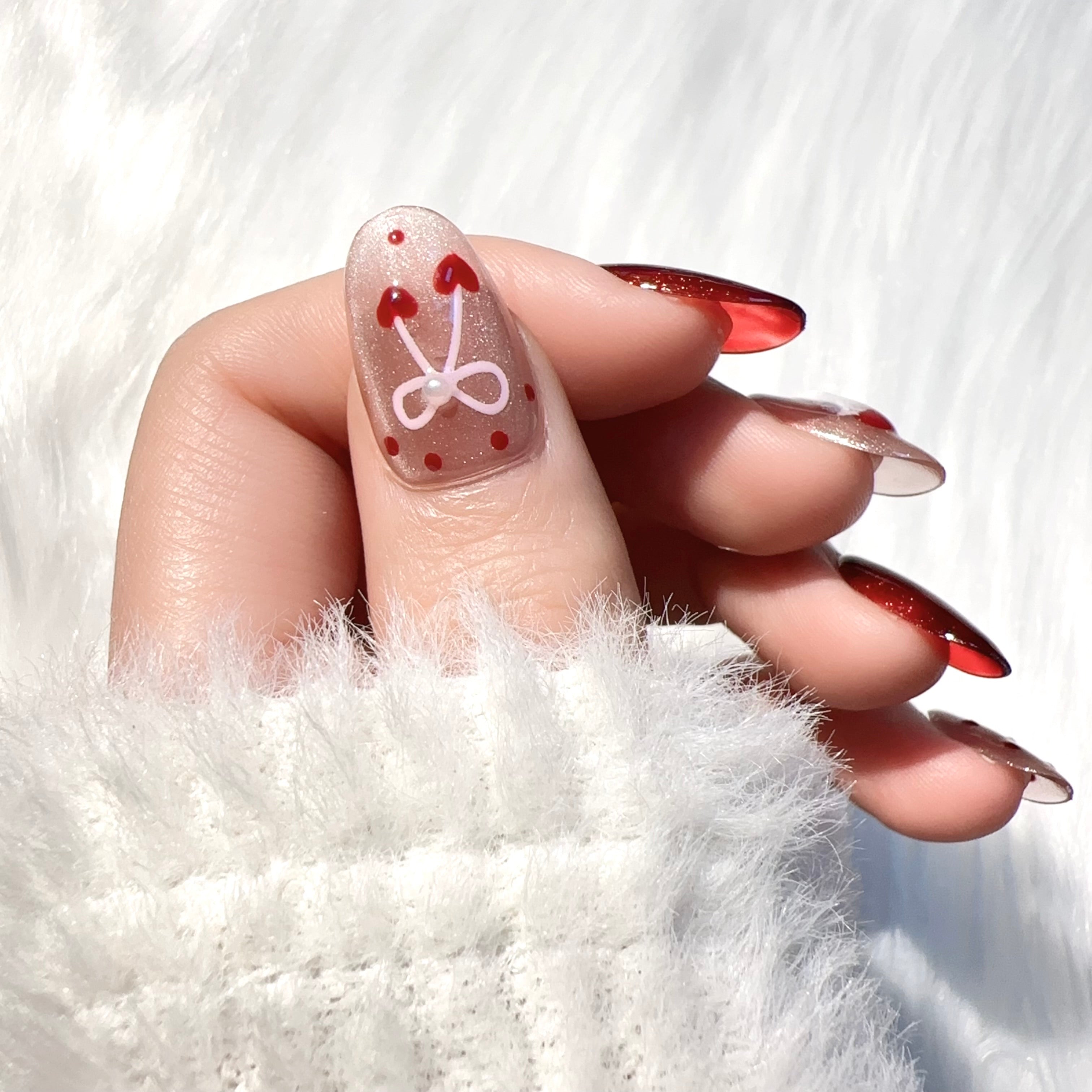 Red & Pink Romantic Valentine's Day Wearable Nail Art