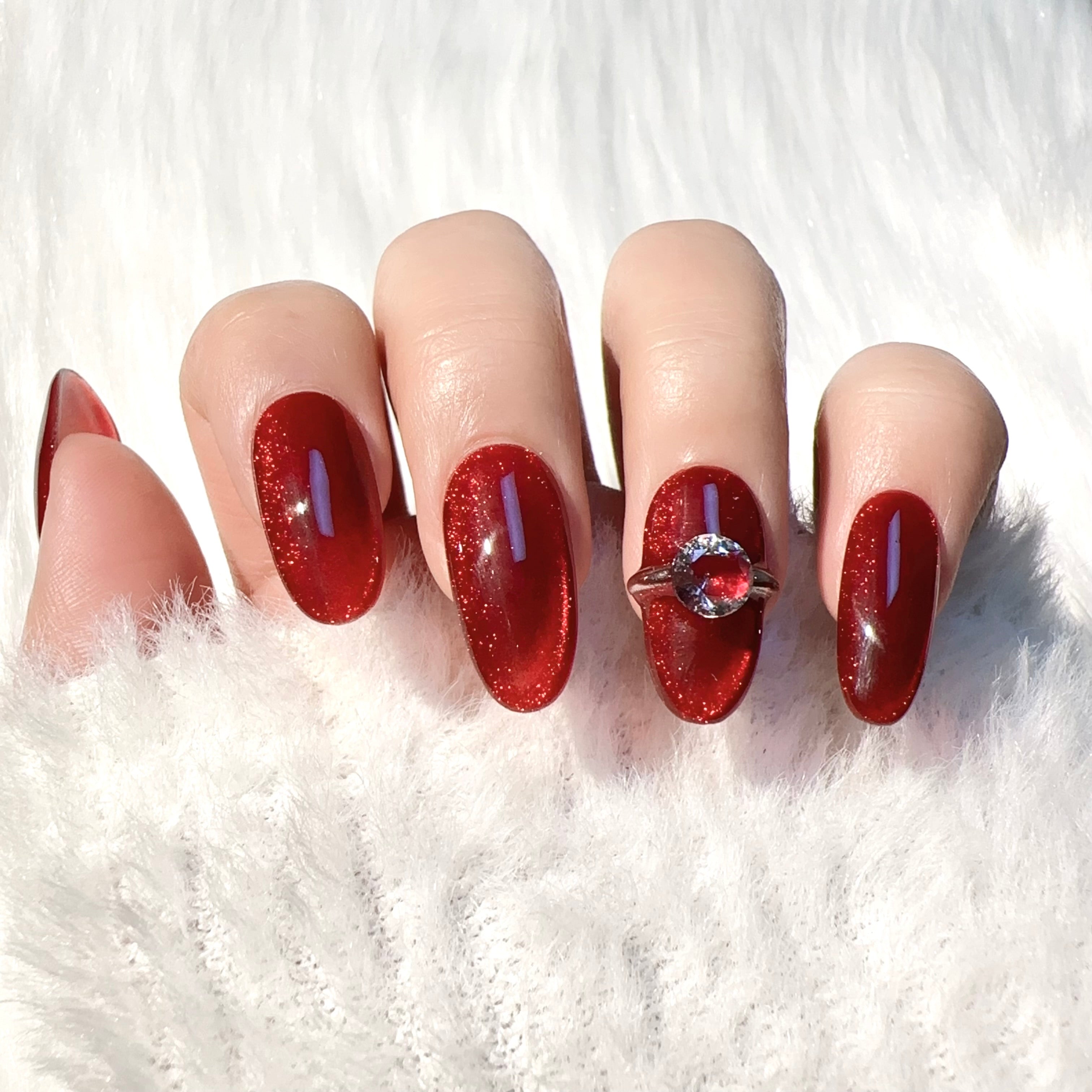 Red Glamorous Party Wearable Nail Art