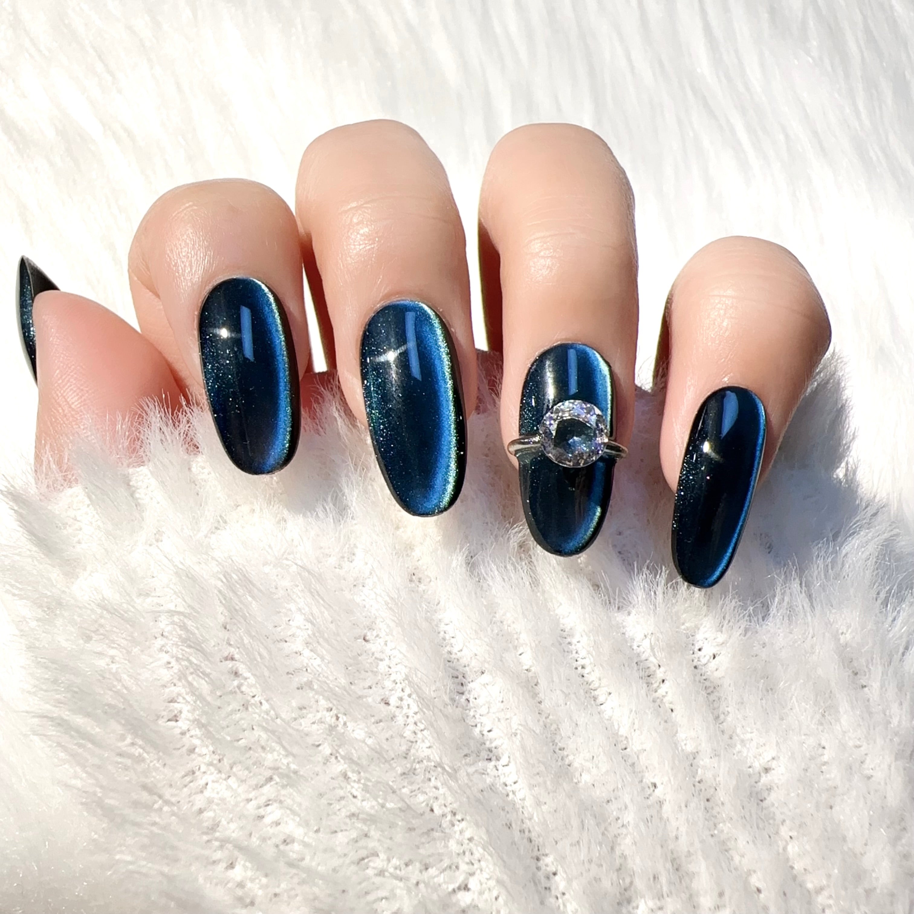 Dark Blue Glamorous Evening Wearable Press - on Nails