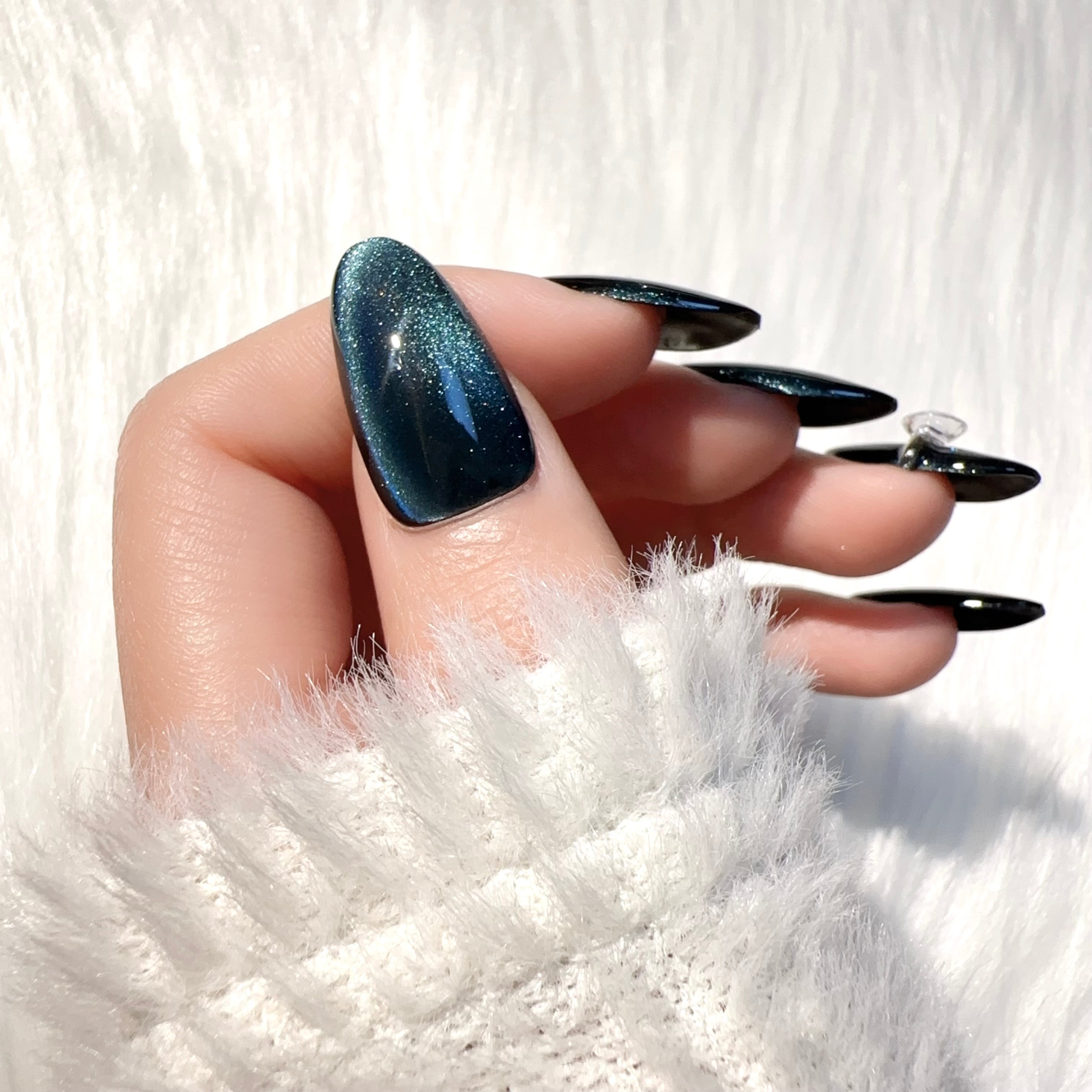 Dark Blue Glamorous Evening Wearable Press - on Nails