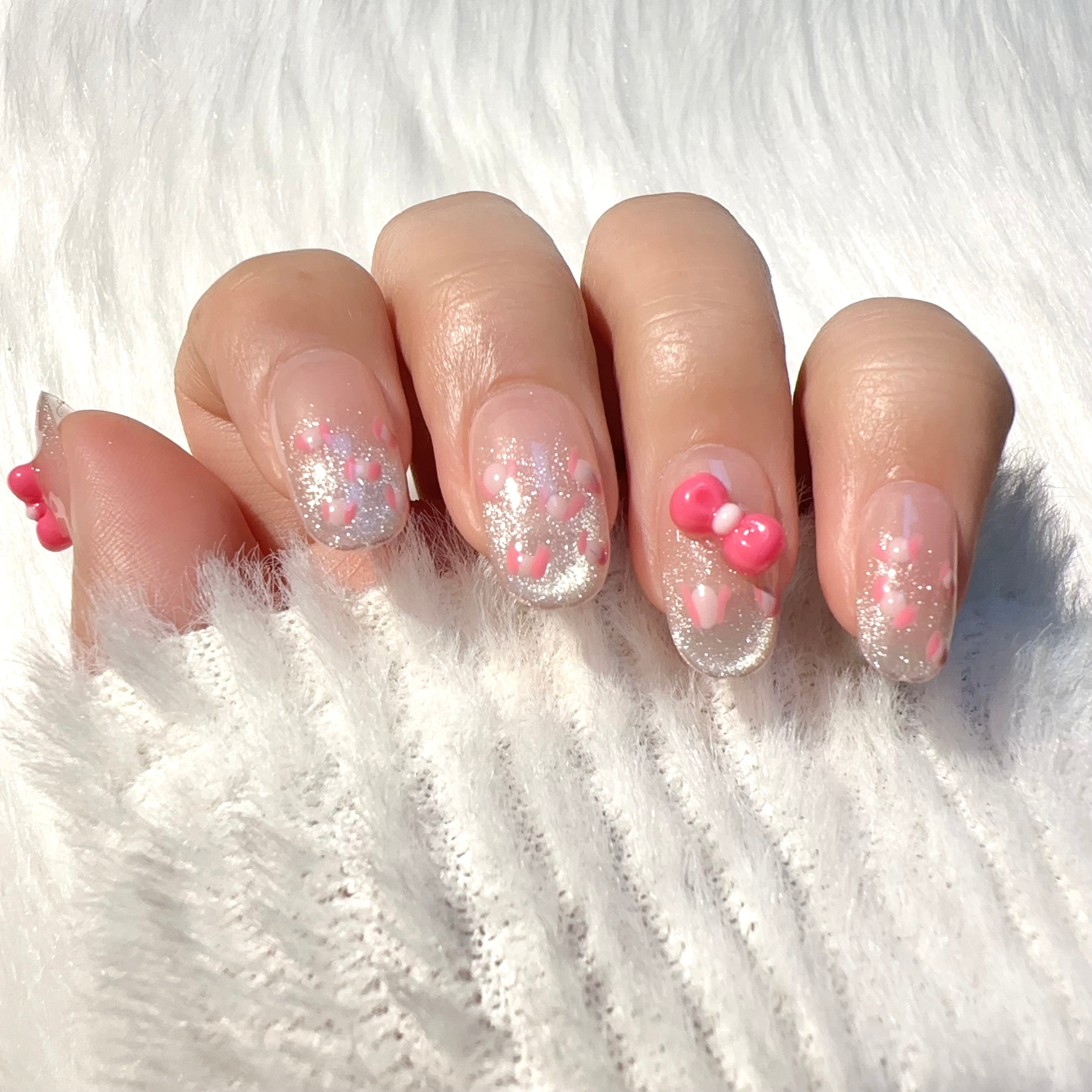 Pink & Nude Color Cute Style Party & Daily Wear Press - On Nails
