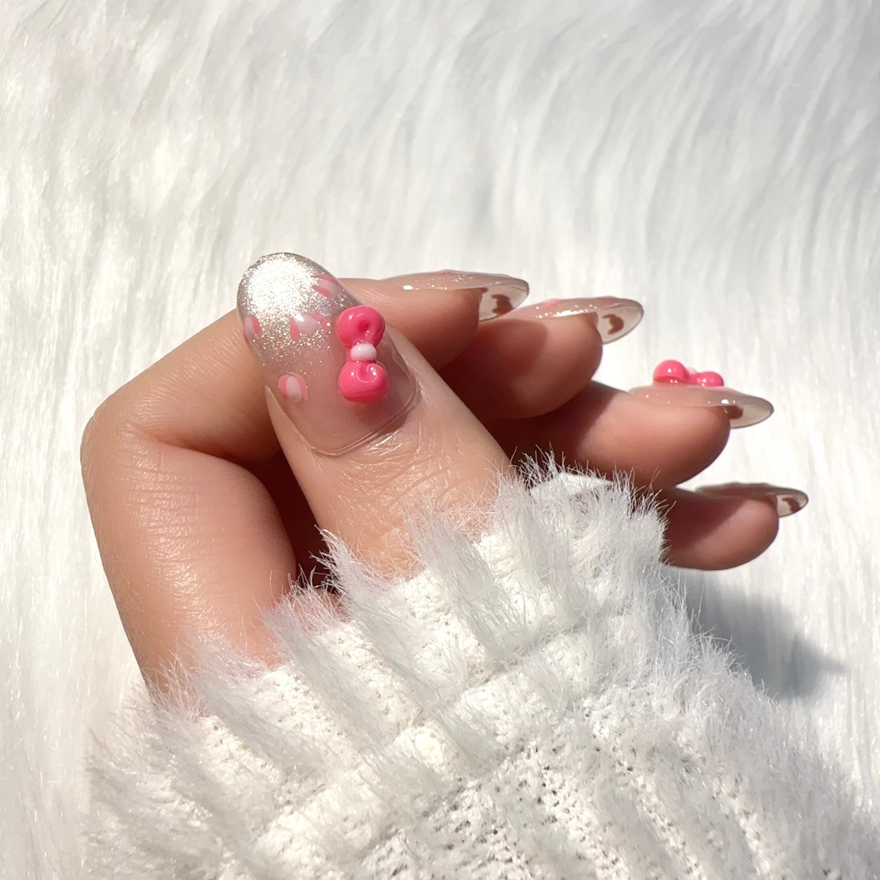 Pink & Nude Color Cute Style Party & Daily Wear Press - On Nails