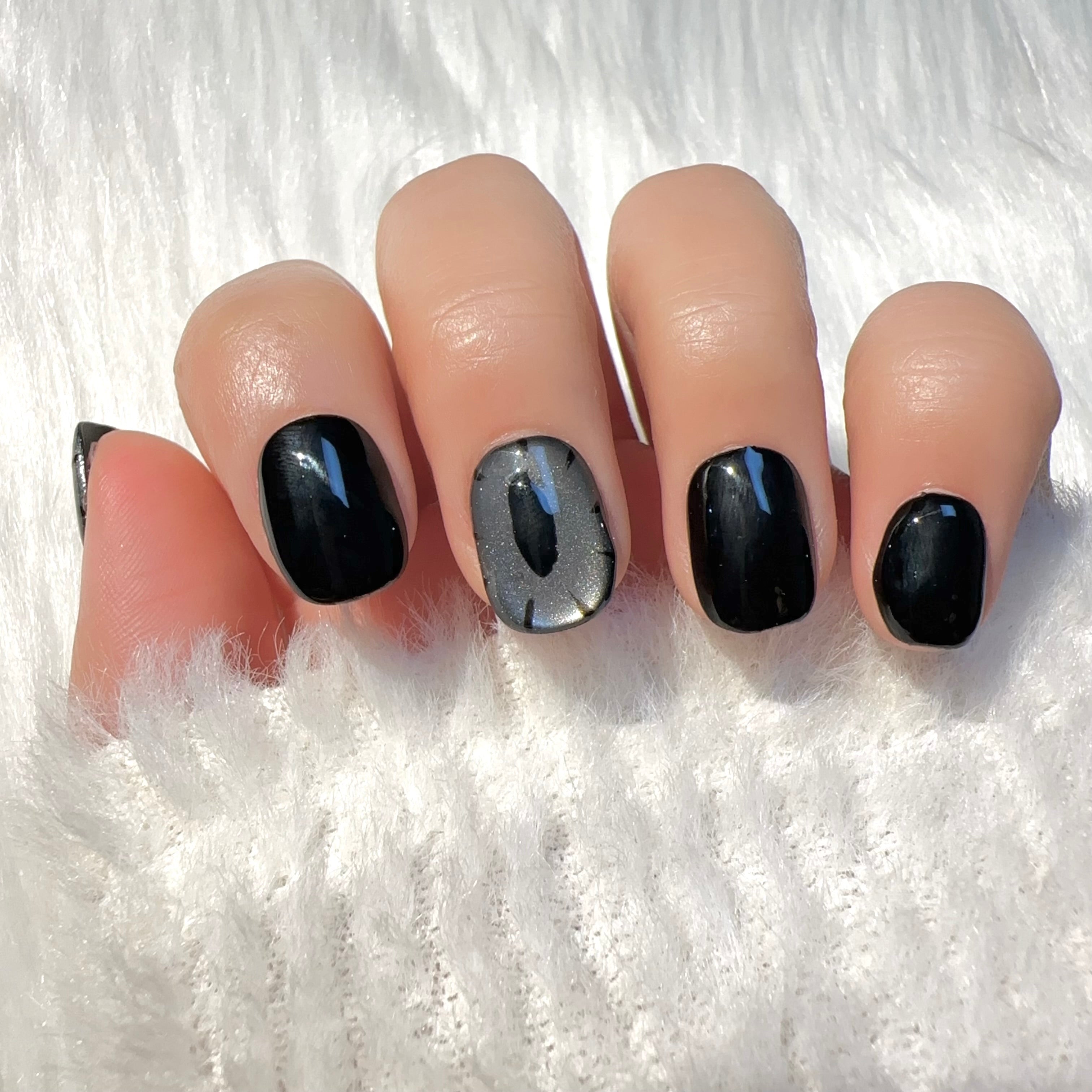 Black And Silver, Punk Style, Suitable For Parties, Wearable Nails