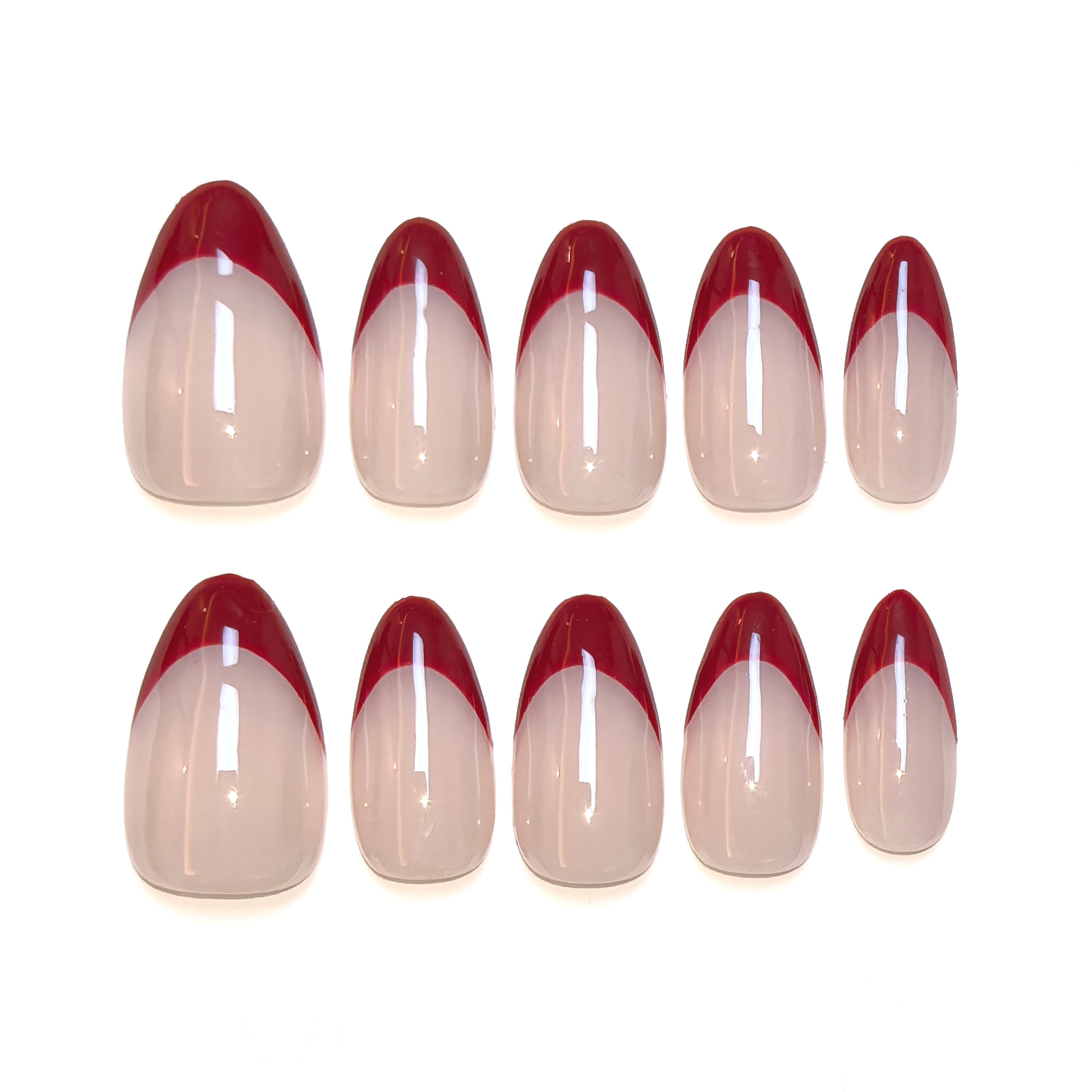 Red and Nude Elegant Style Daily Wear Press-on Nails