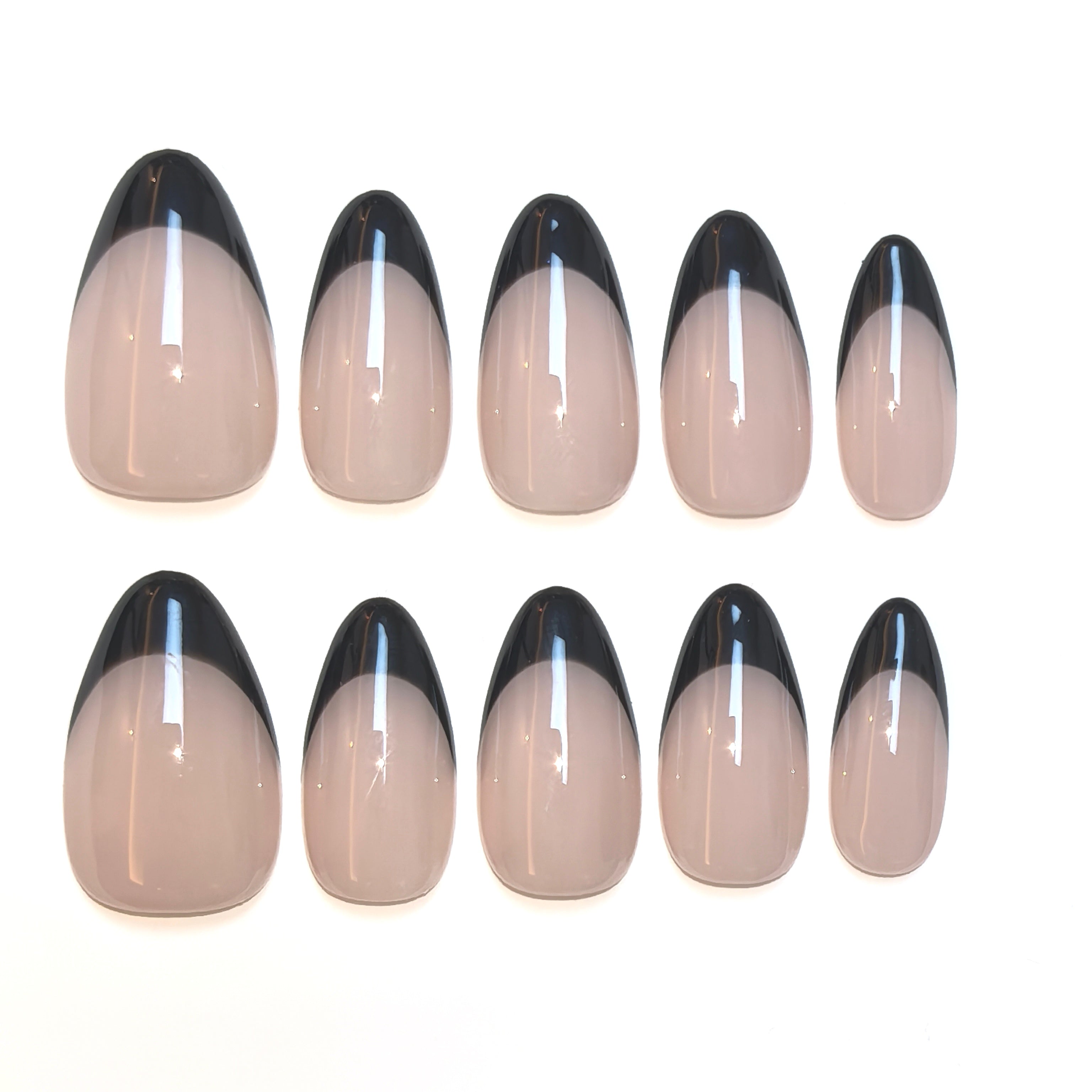 Nude and Black Retro Daily Wear Press - on Nails