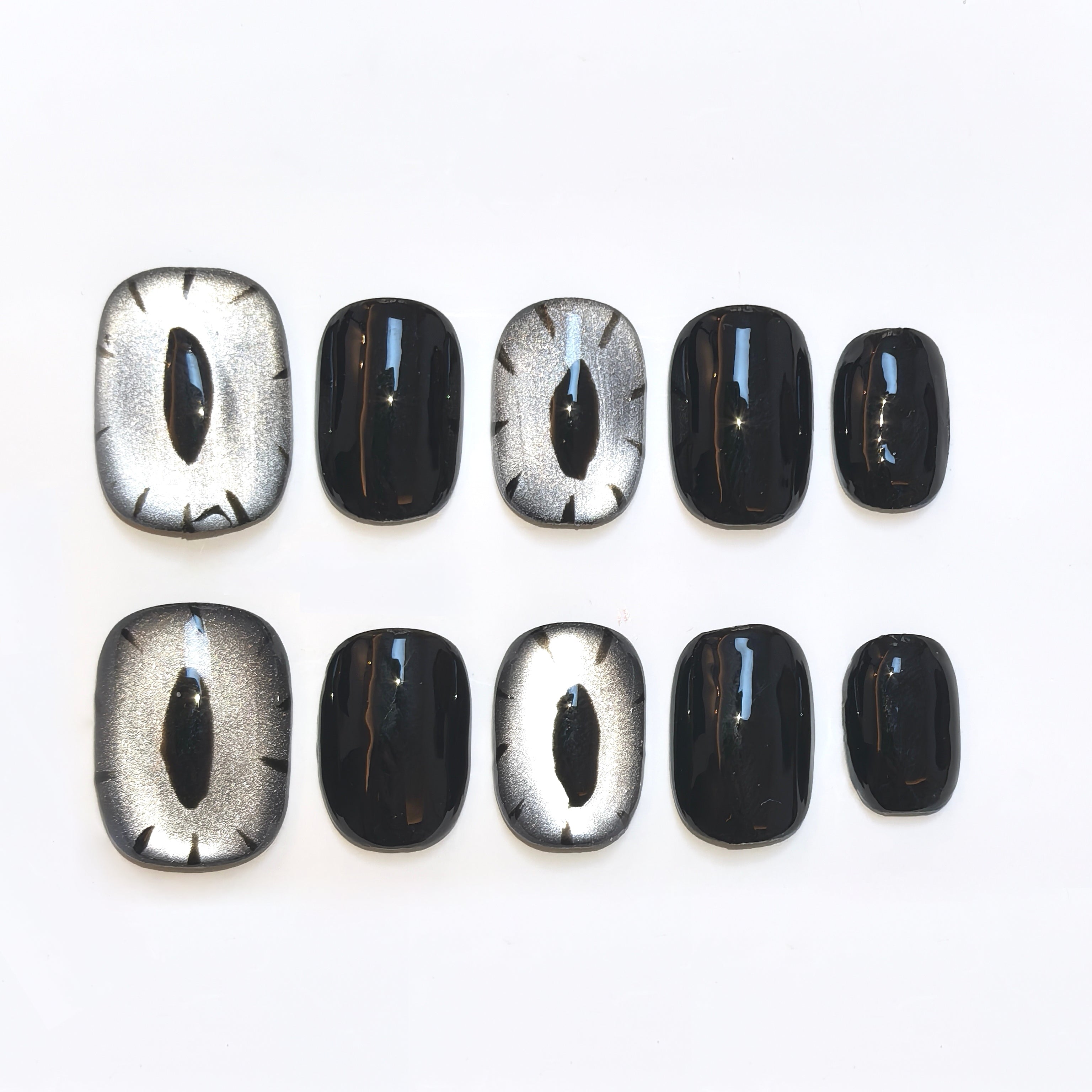 Black And Silver, Punk Style, Suitable For Parties, Wearable Nails