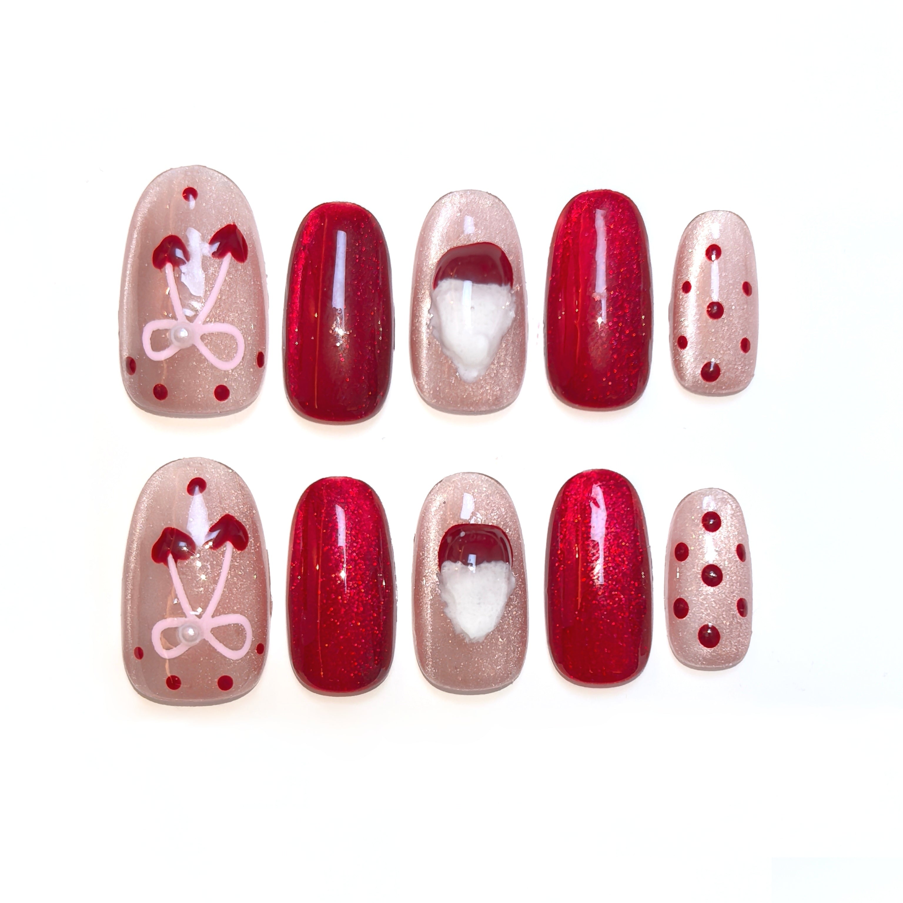Red & Pink Romantic Valentine's Day Wearable Nail Art