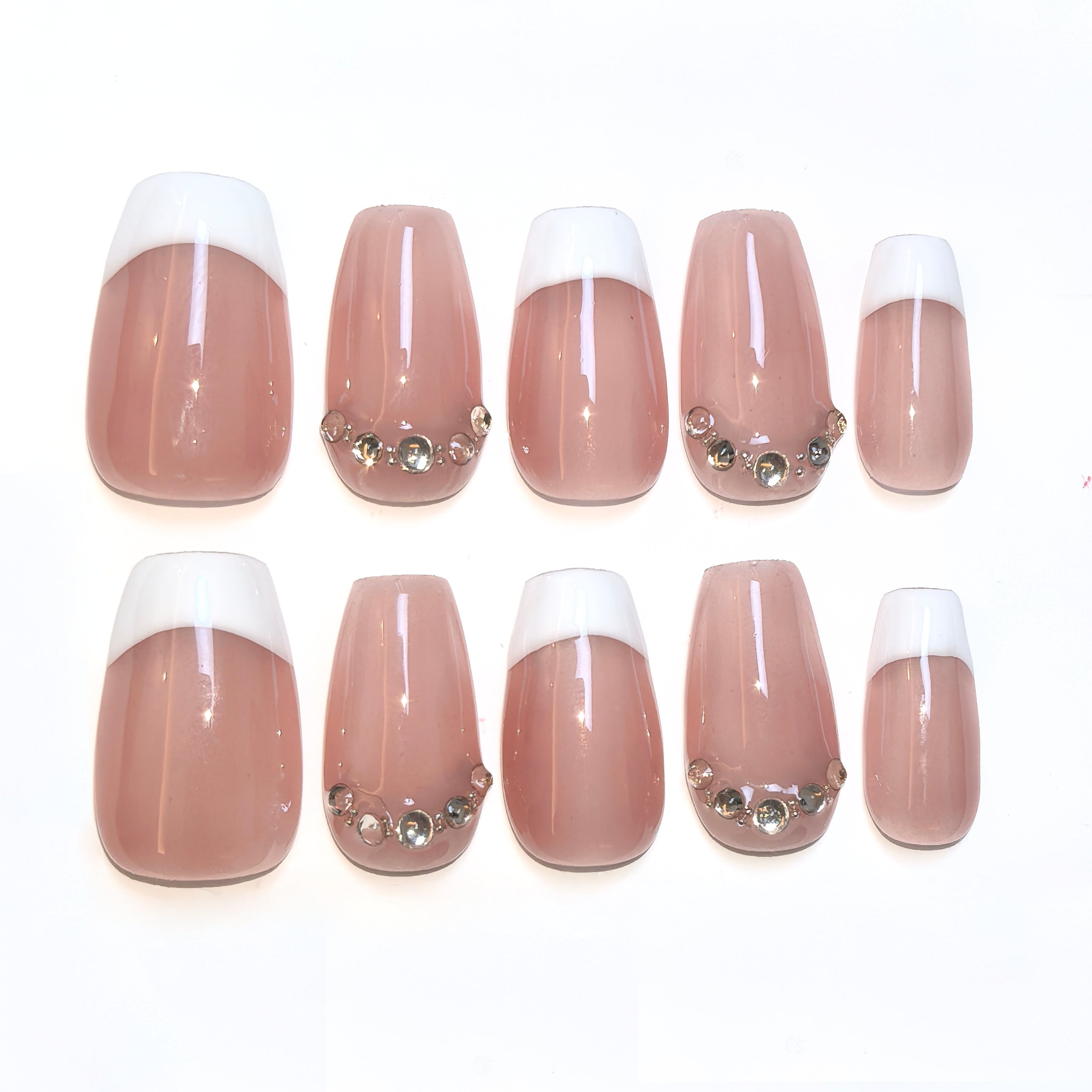 Pink and White Elegant and Shiny Daily and Special Occasions Press-on Nails