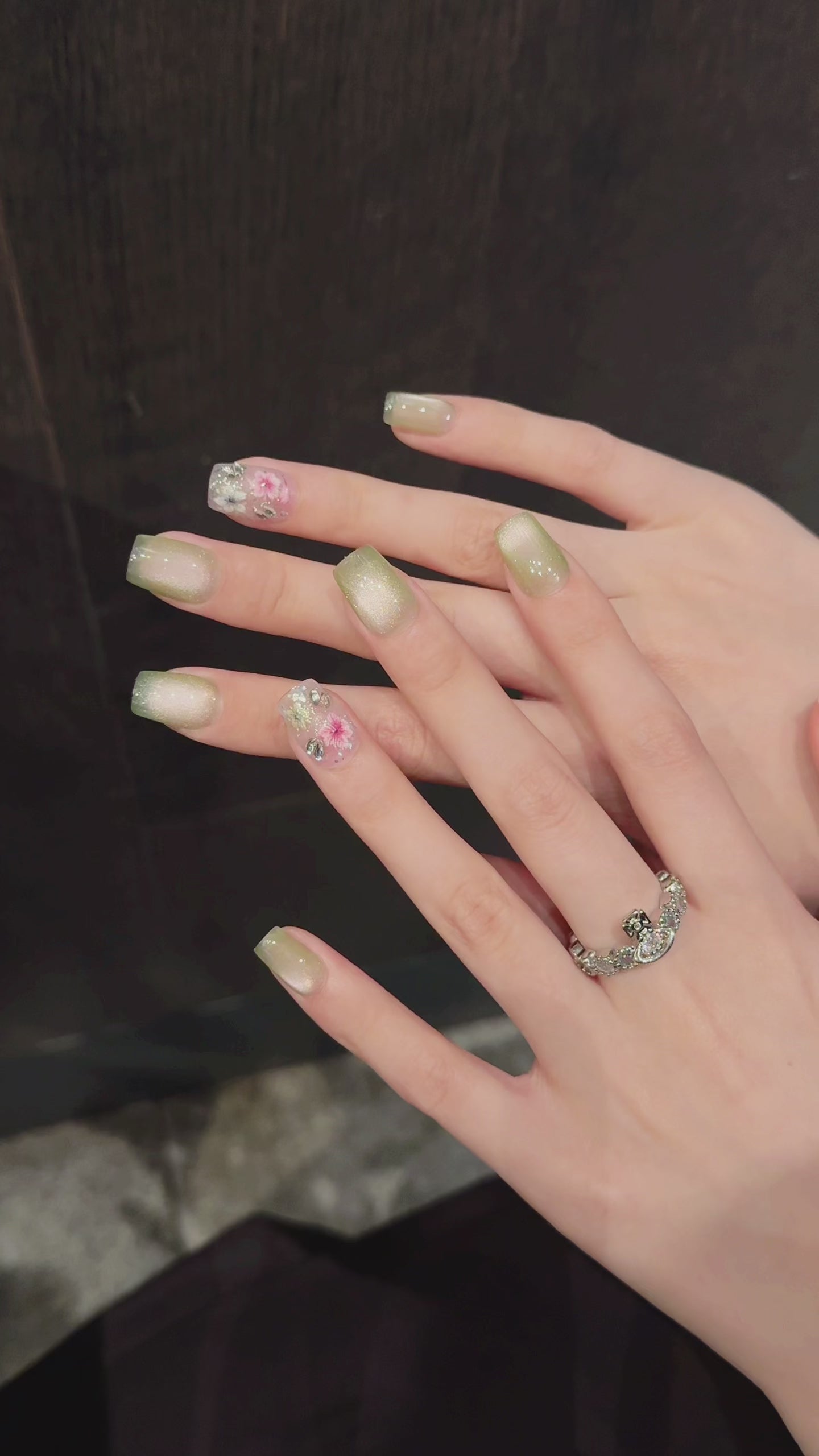 Mint Green Pastel Style Floral Party Wearable Nail Art