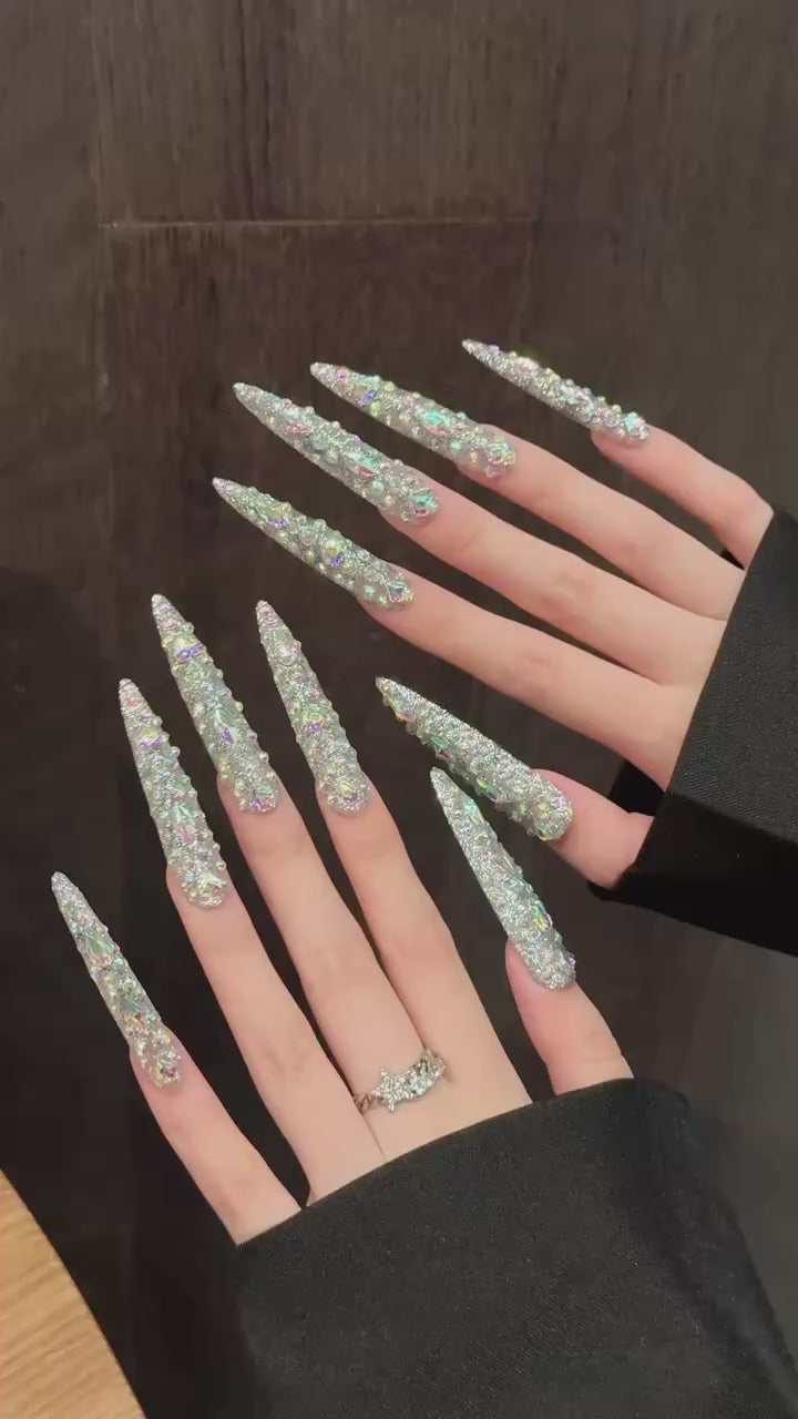 Silver Glamorous Party Wearable Nail Art