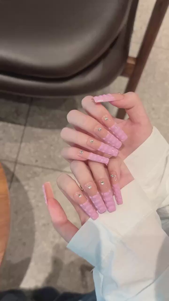 Peach-pink Sweet Style Party Wearable Nail Art