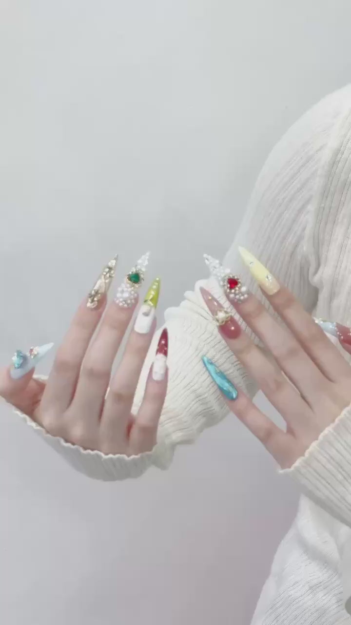 Multicolor Retro Party Wearable Nail Art