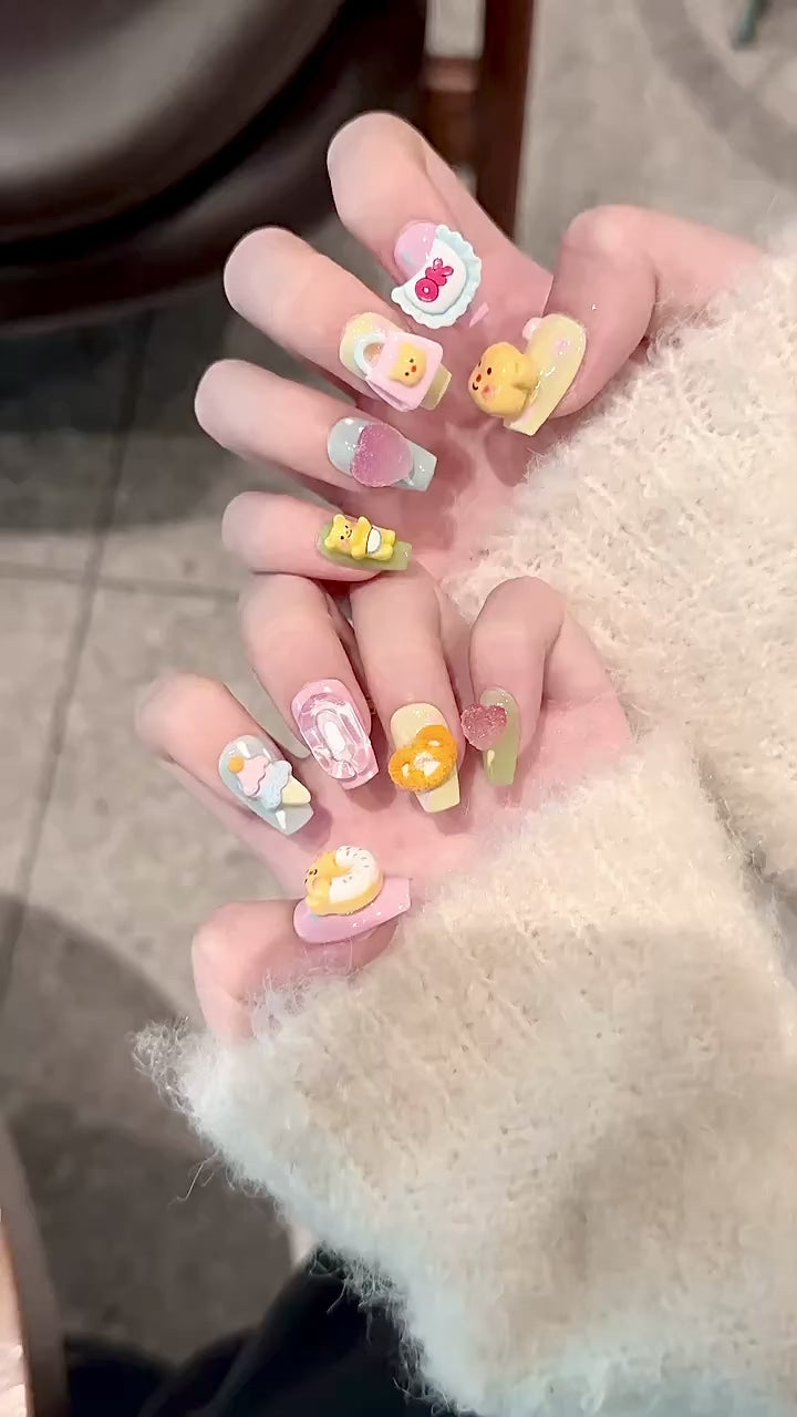 Pastel Color Kawaii Style Daily Wear Decorative False Nails