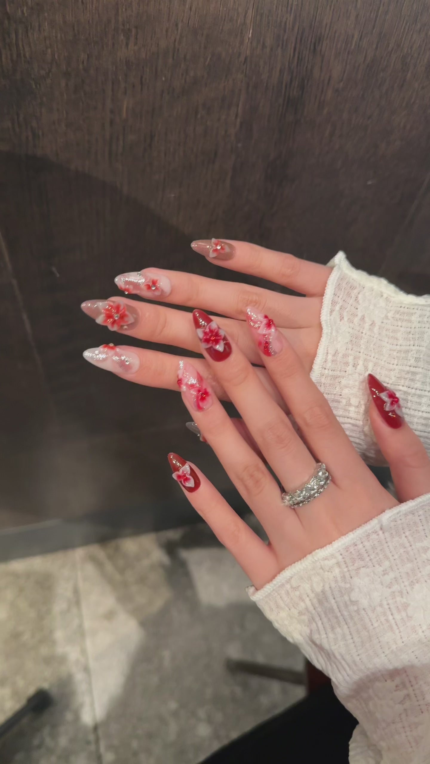 Red and Pink Color Romantic Style Daily Wear Nail