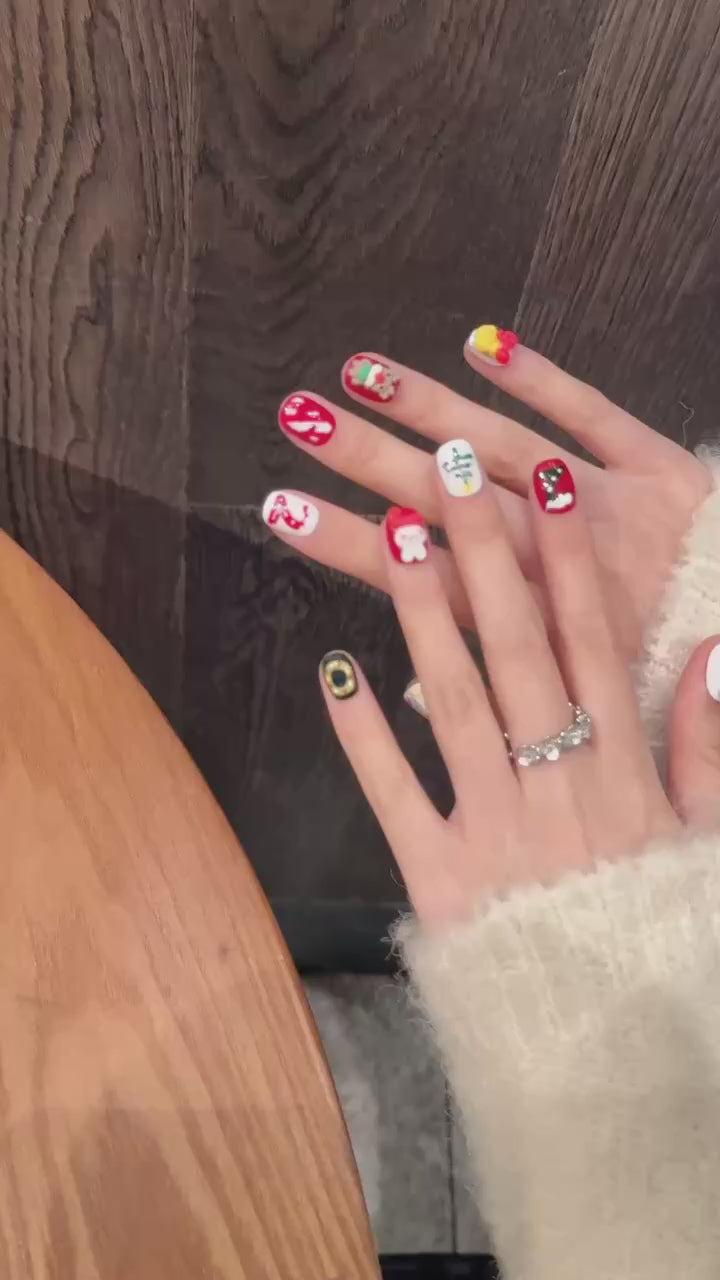 Red and White Christmas Cute Style Holiday Wearable Nail Art