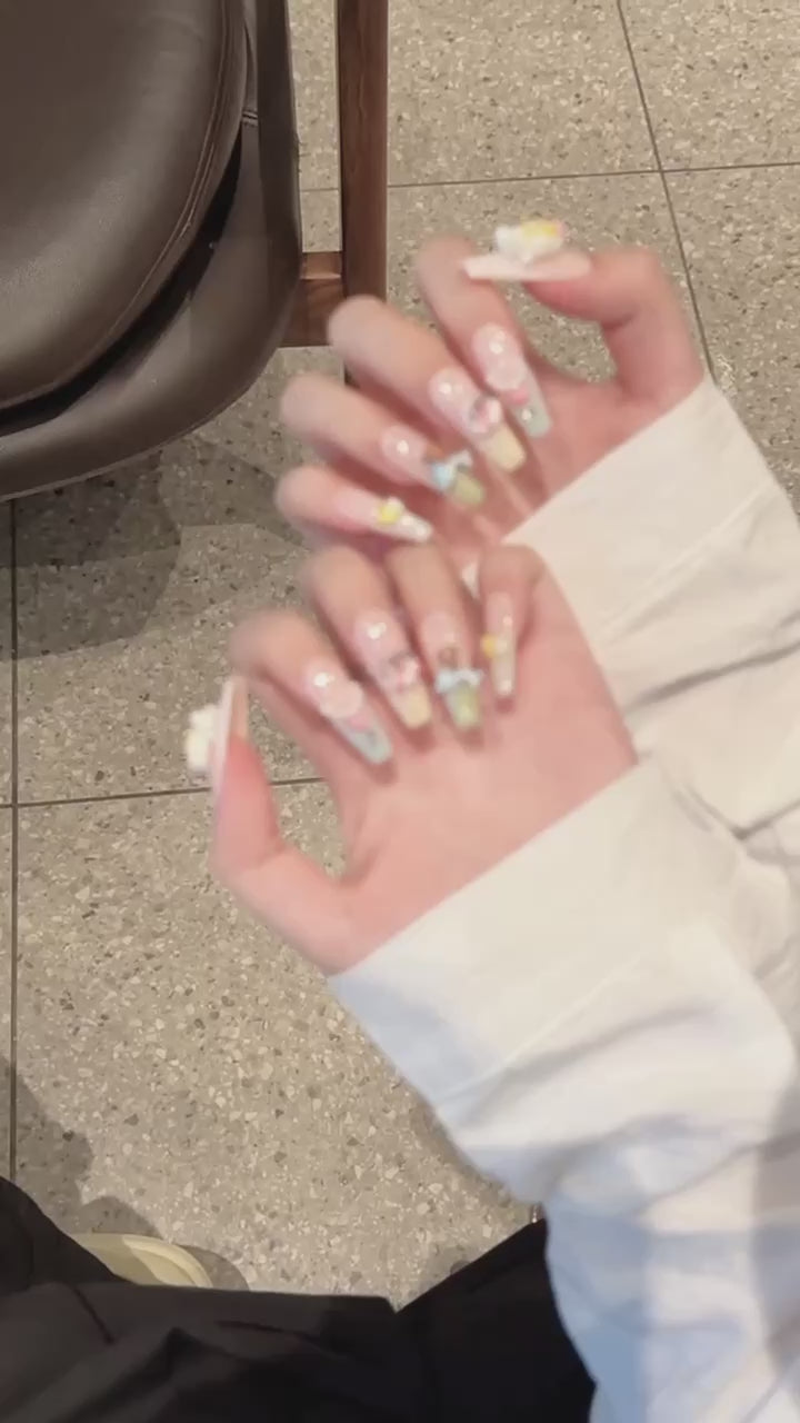 Pastel - colored Kawaii - style Daily - use Press - on Nails